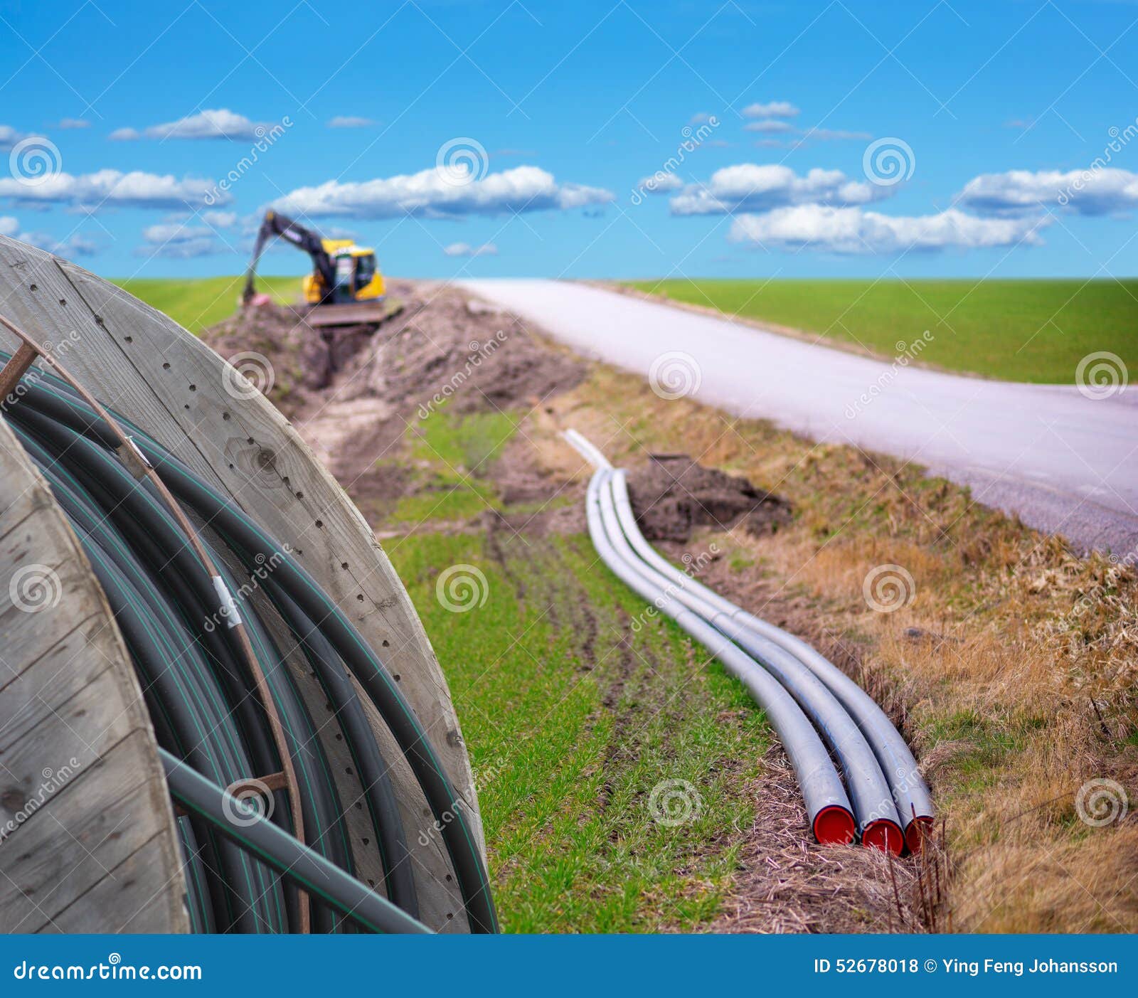 Digging for broadband stock photo. Image of caterpillar 52678018