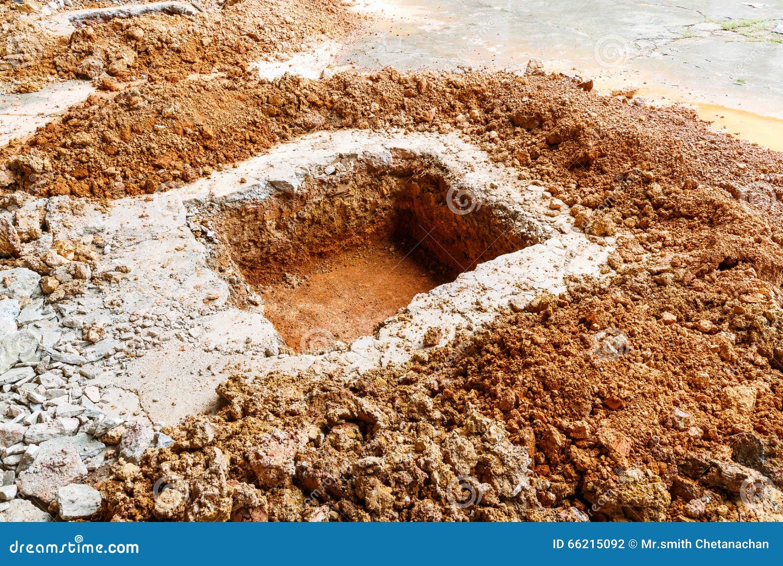 Digging Hole On Concrete Floor Stock Photo Image Of Road