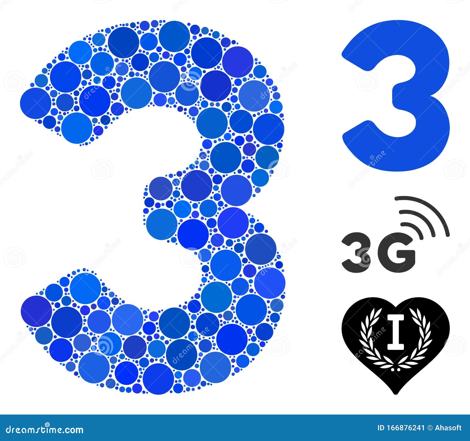 3 digit composition icon of round dots