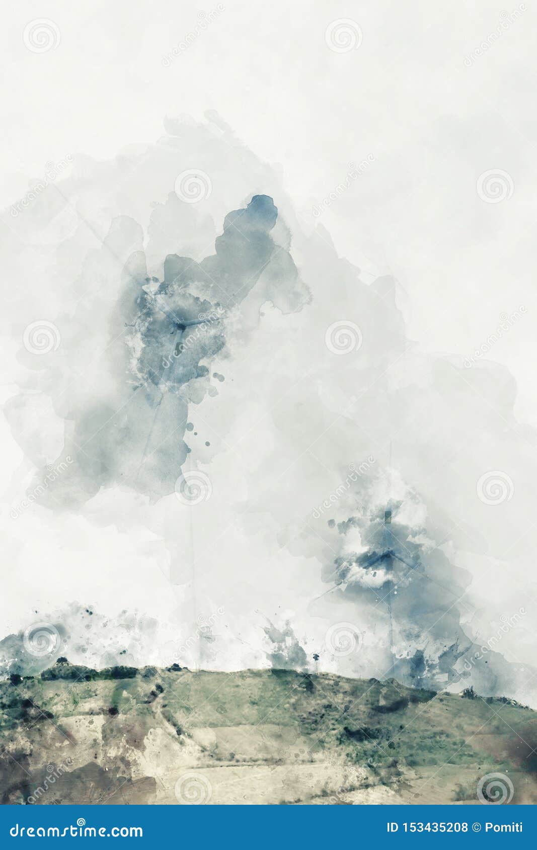 Digital Abstract Painting In Cool Tone For Background Stock Illustration - Illustration Of Effect, Background: 153435208