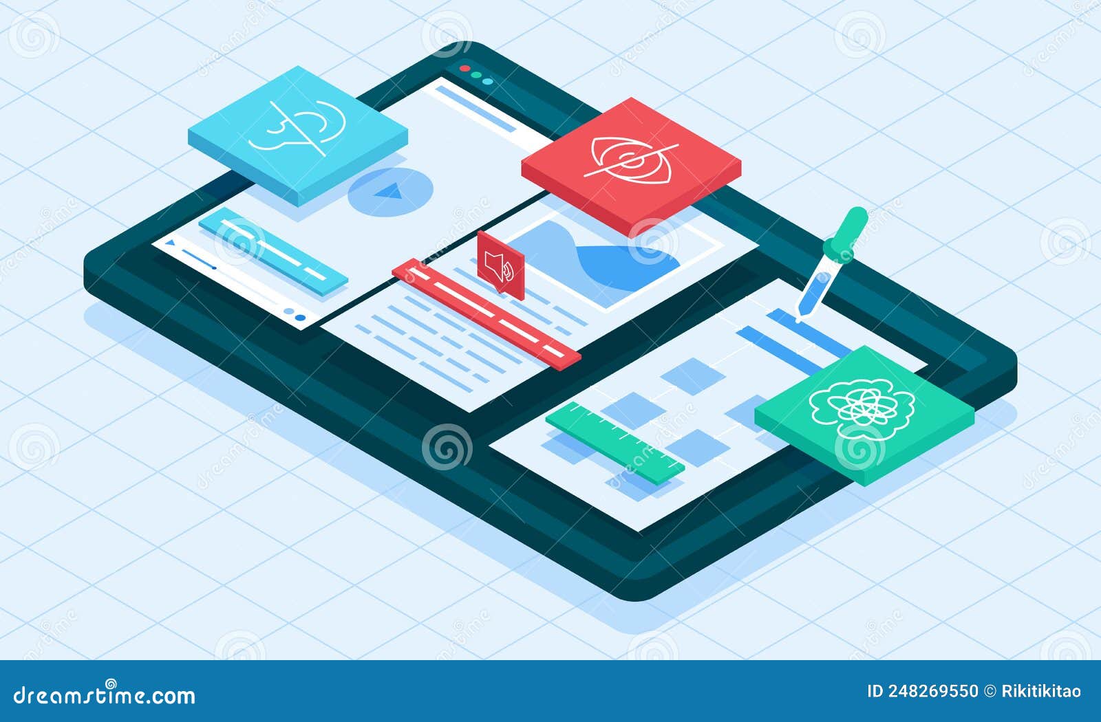 digital accessibility isometric  by people with disabilities