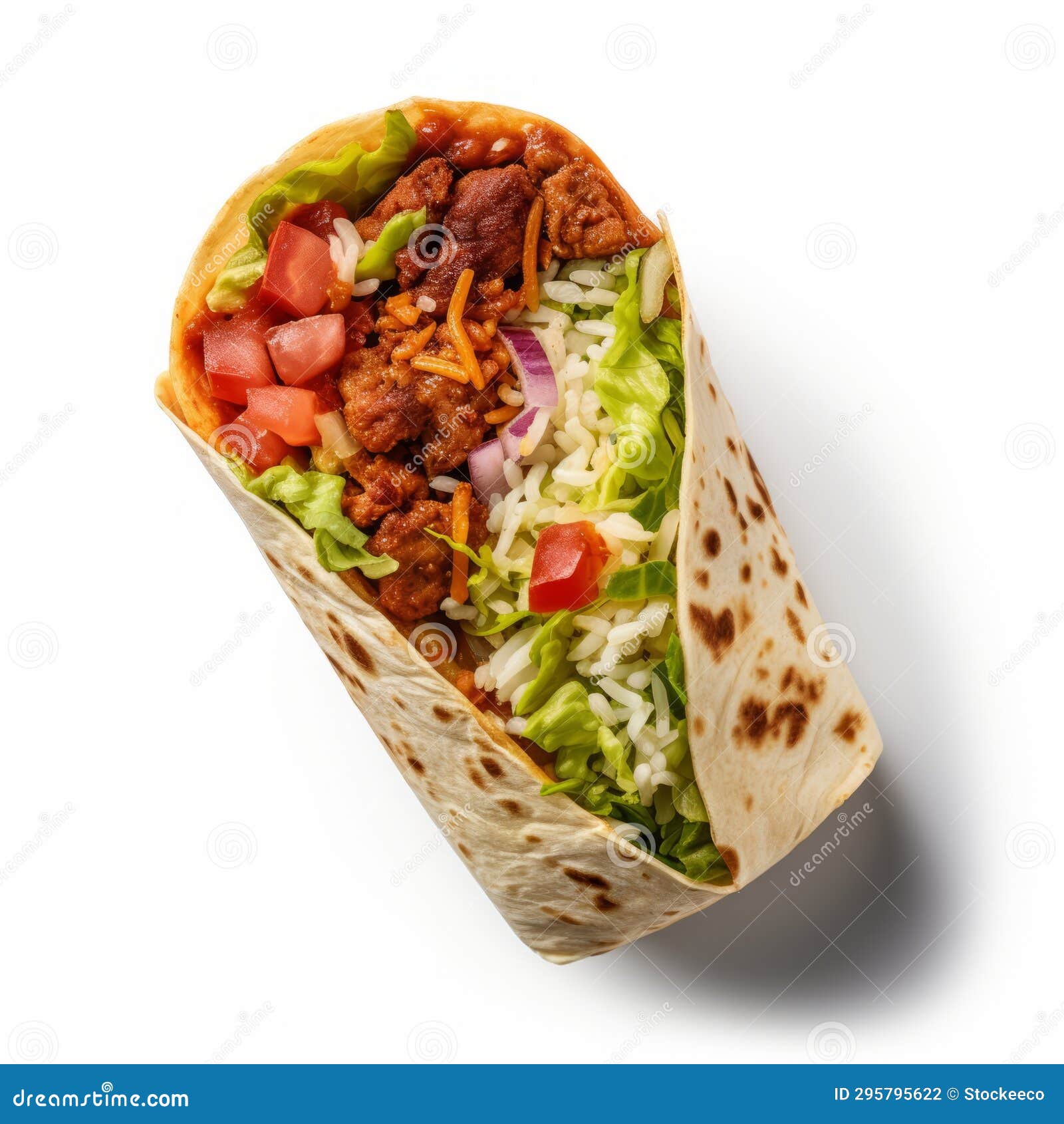 digital airbrushed chicken burrito on white background