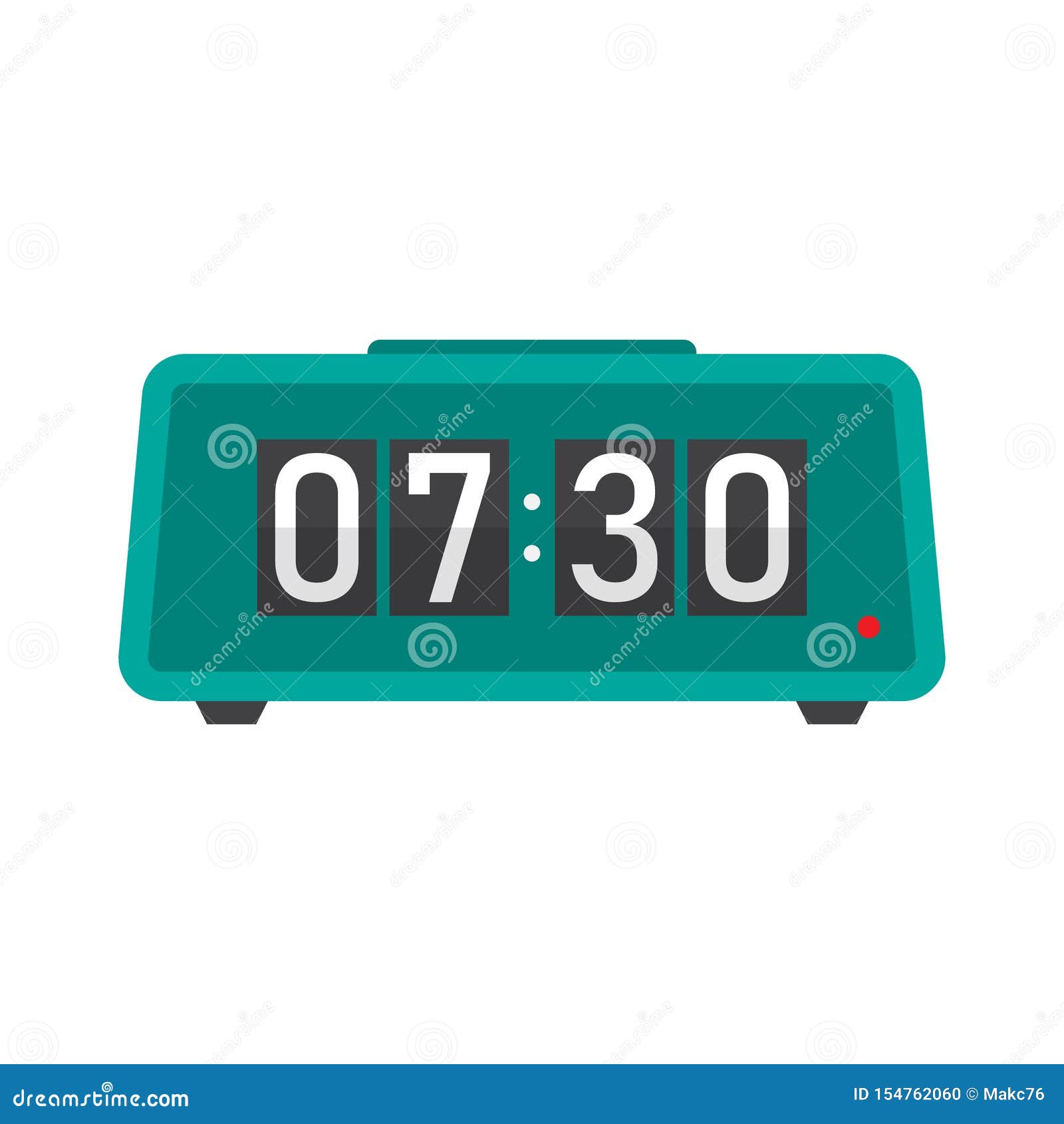 Digital Alarm Clock Flat Icon Stock Vector - Illustration of hour ...