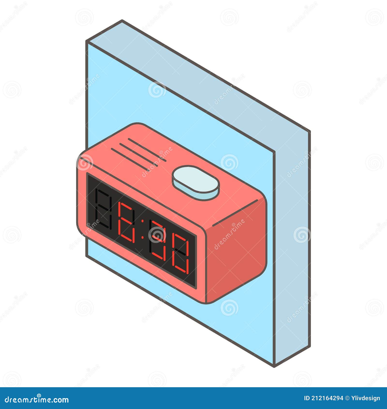 Digital Alarmclock Icon, Isometric Style Stock Vector Illustration of