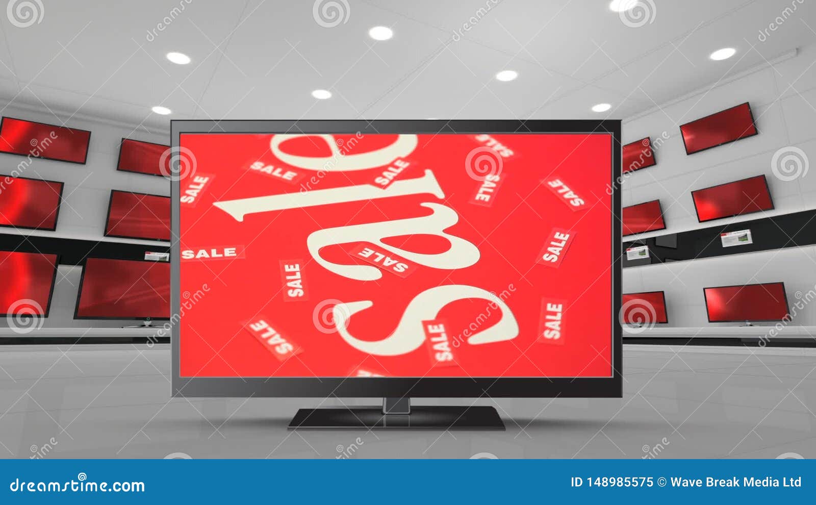 Flat screen TVs on sale stock video. Video of entertaining 148985575