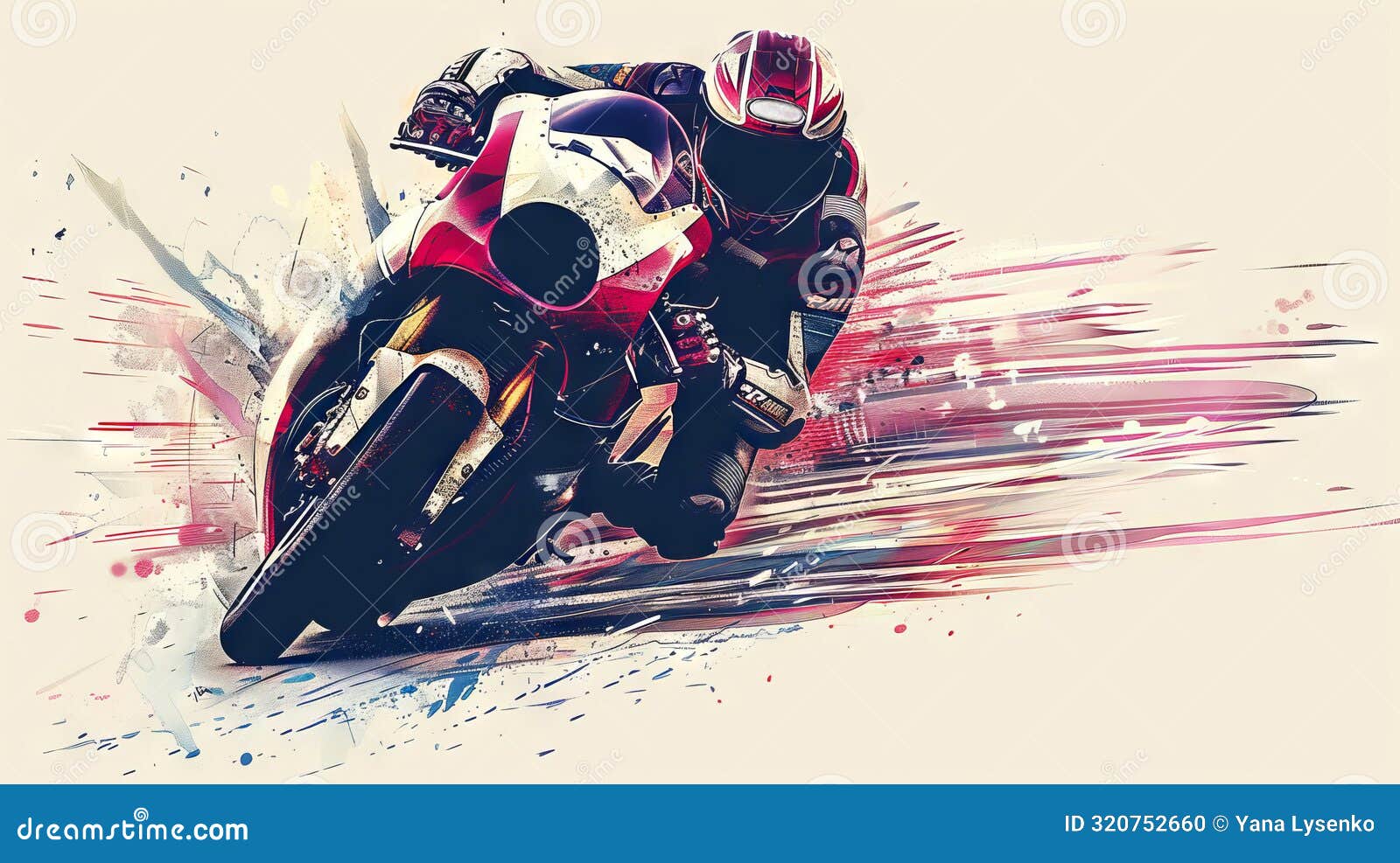 digital art of a motorcyclist racing on a high-speed bike. concept of motorsport, speed, adrenaline, dynamic art