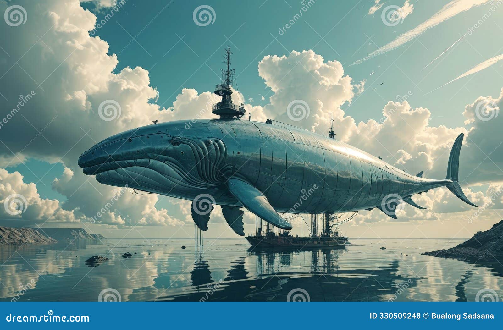 large blue whale floating in the ocean