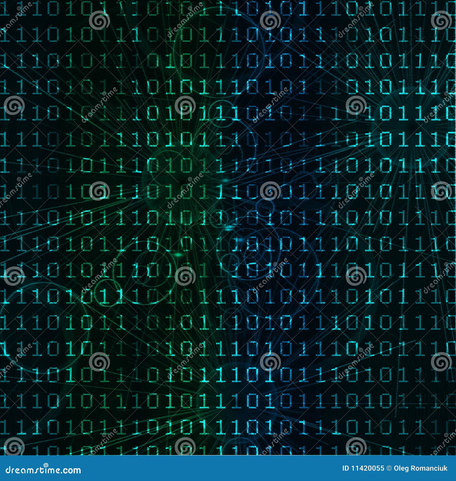 Digital background. Illustration of the binary code over abstract figures