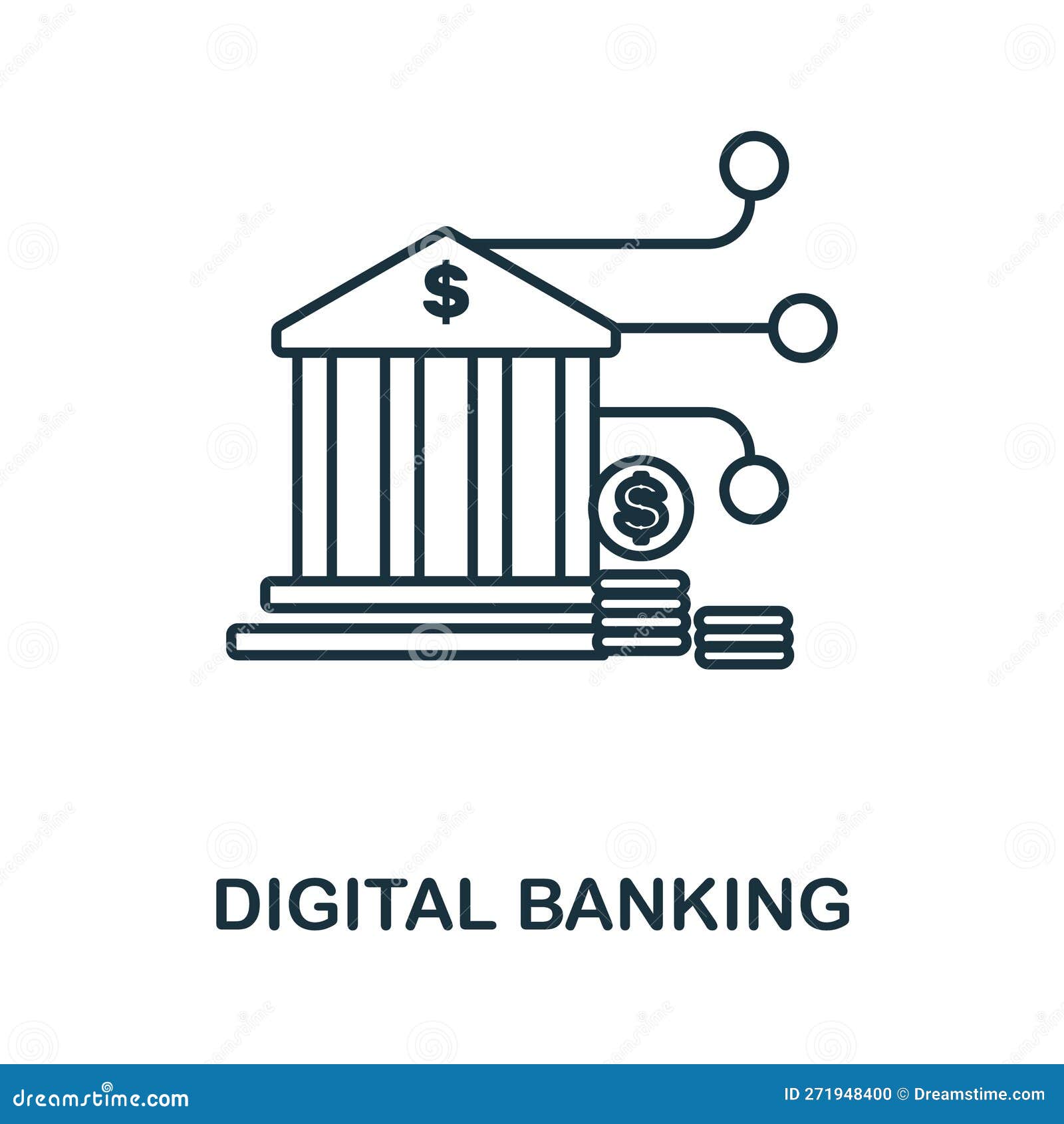 Bank line icon. Monochrome simple Bank outline icon for templates