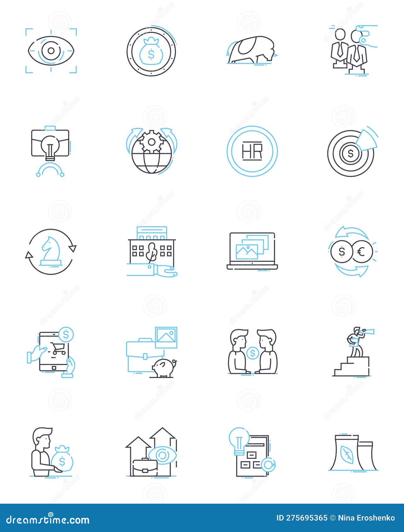 digital banking linear icons set. mobile banking, fintech, online banking, neobank, cryptocurrency, blockchain