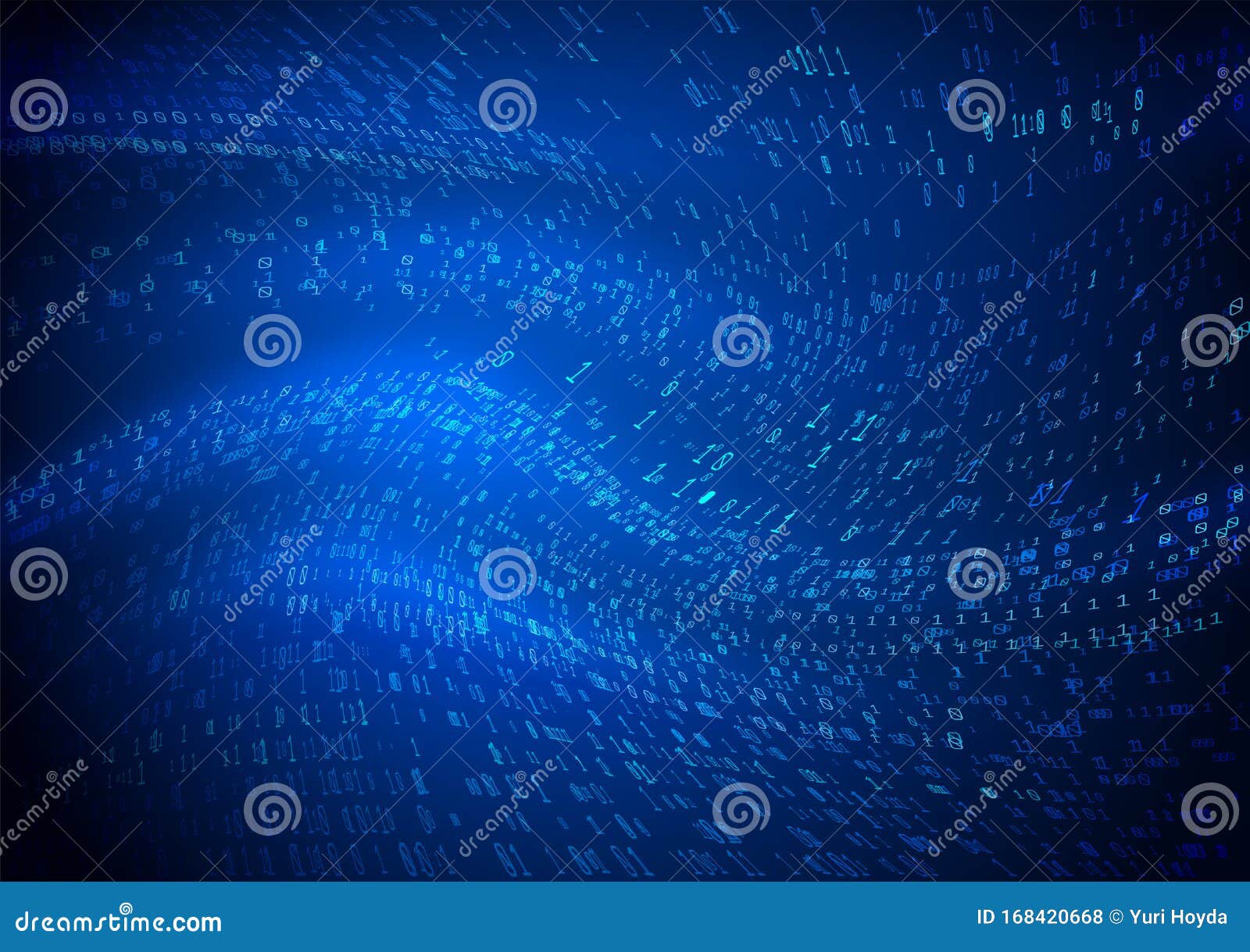 Digital Binary Code Waves. Abstract Technology Backround with Flowing ...