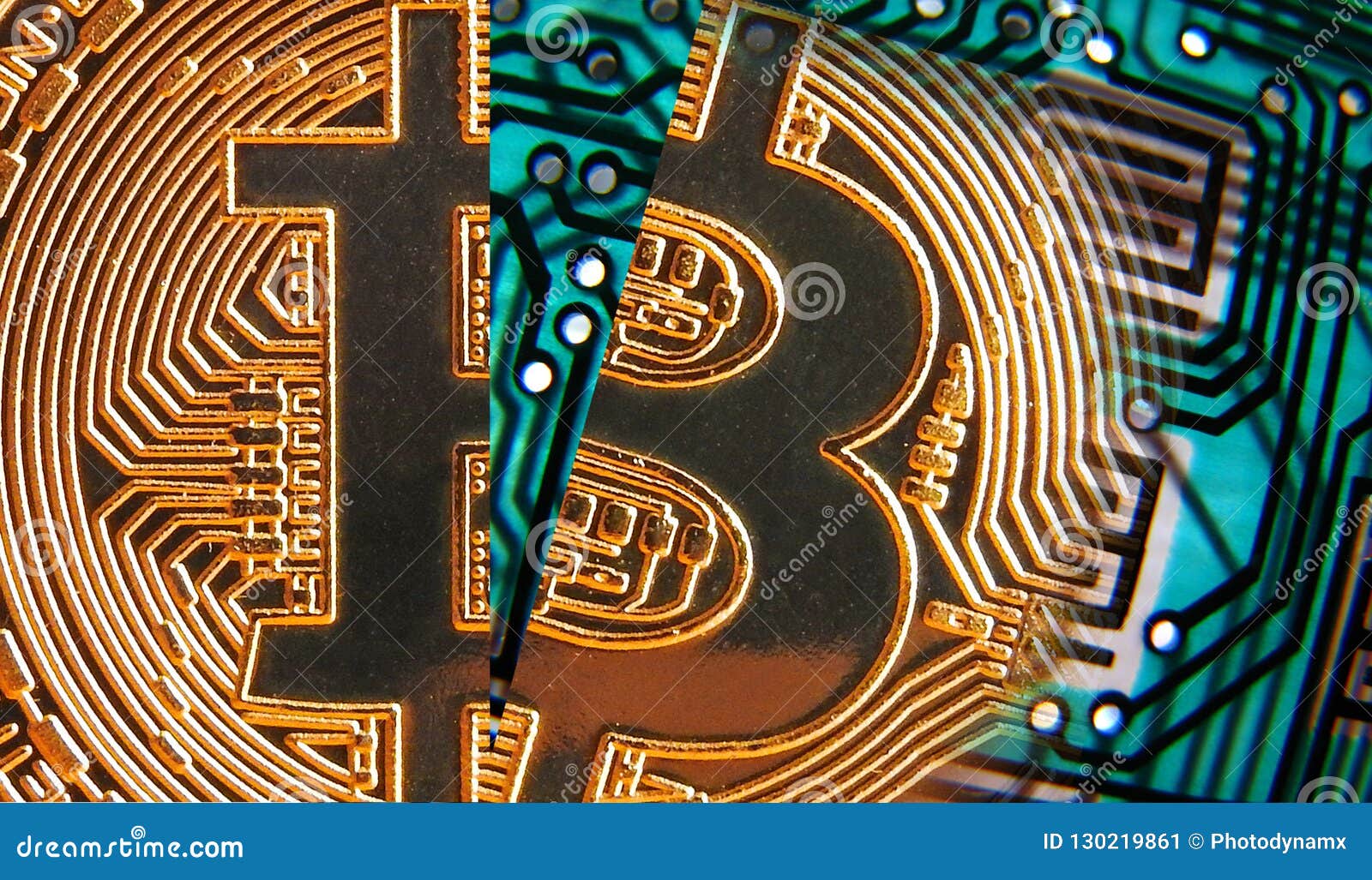 Digital Bitcoin Cryptocurrency Online Trading Network Stock Image - 