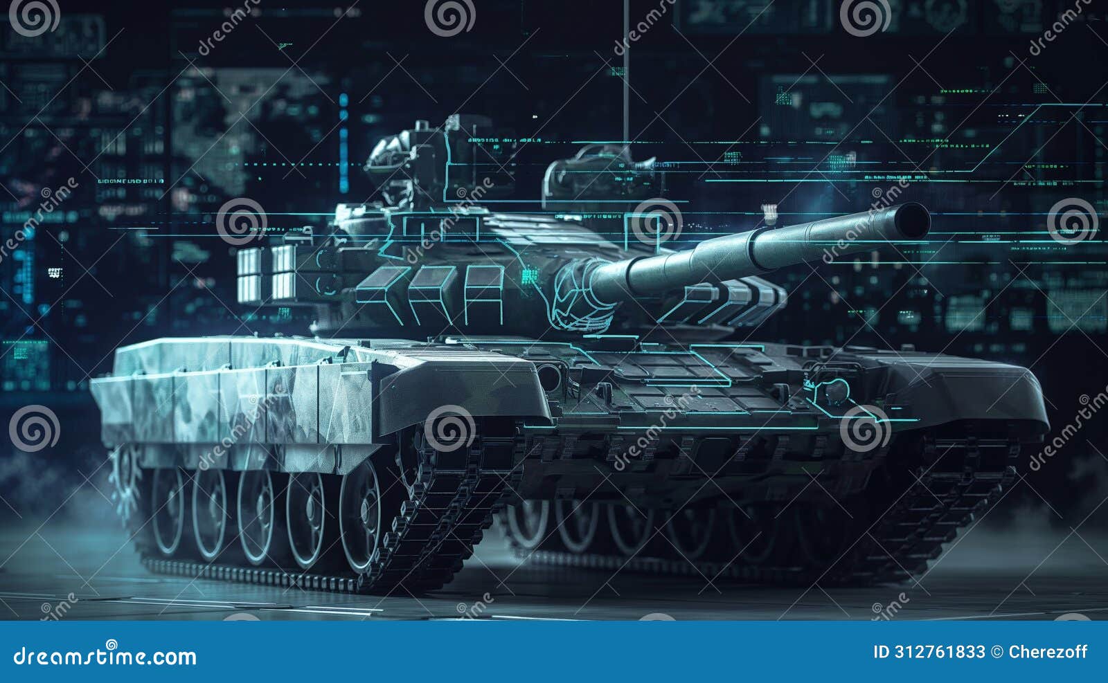 digital blueprint of military tank