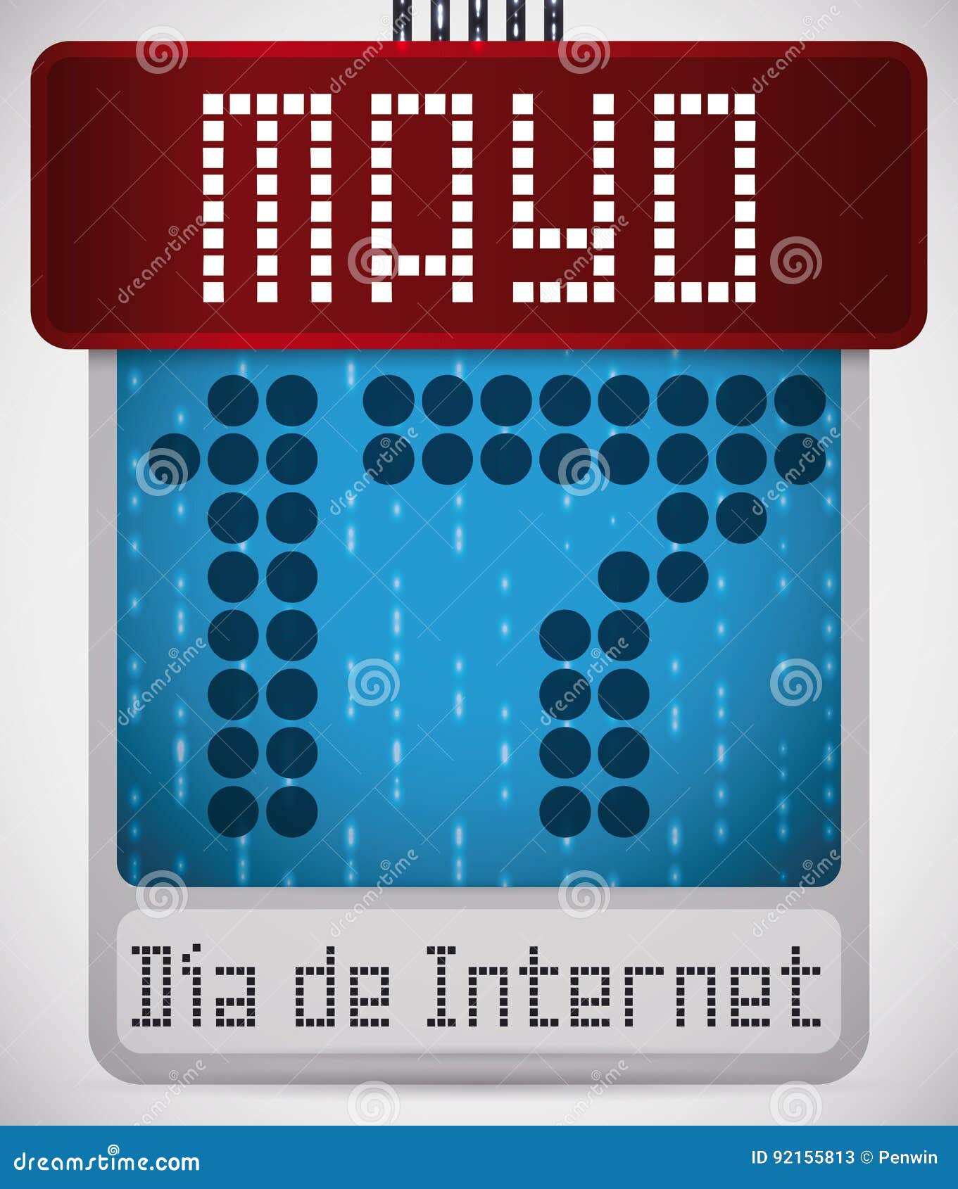 Digital Calendar and Reminder Date for Day in Spanish, Vector