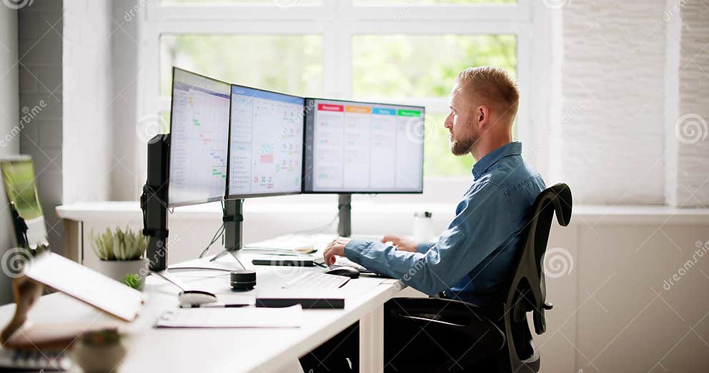 Digital calendar schedule software in office stock photo image of