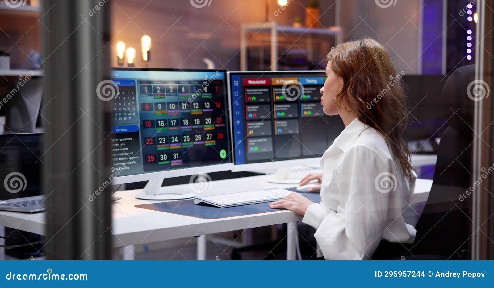 Digital calendar schedule software in office stock photo image of