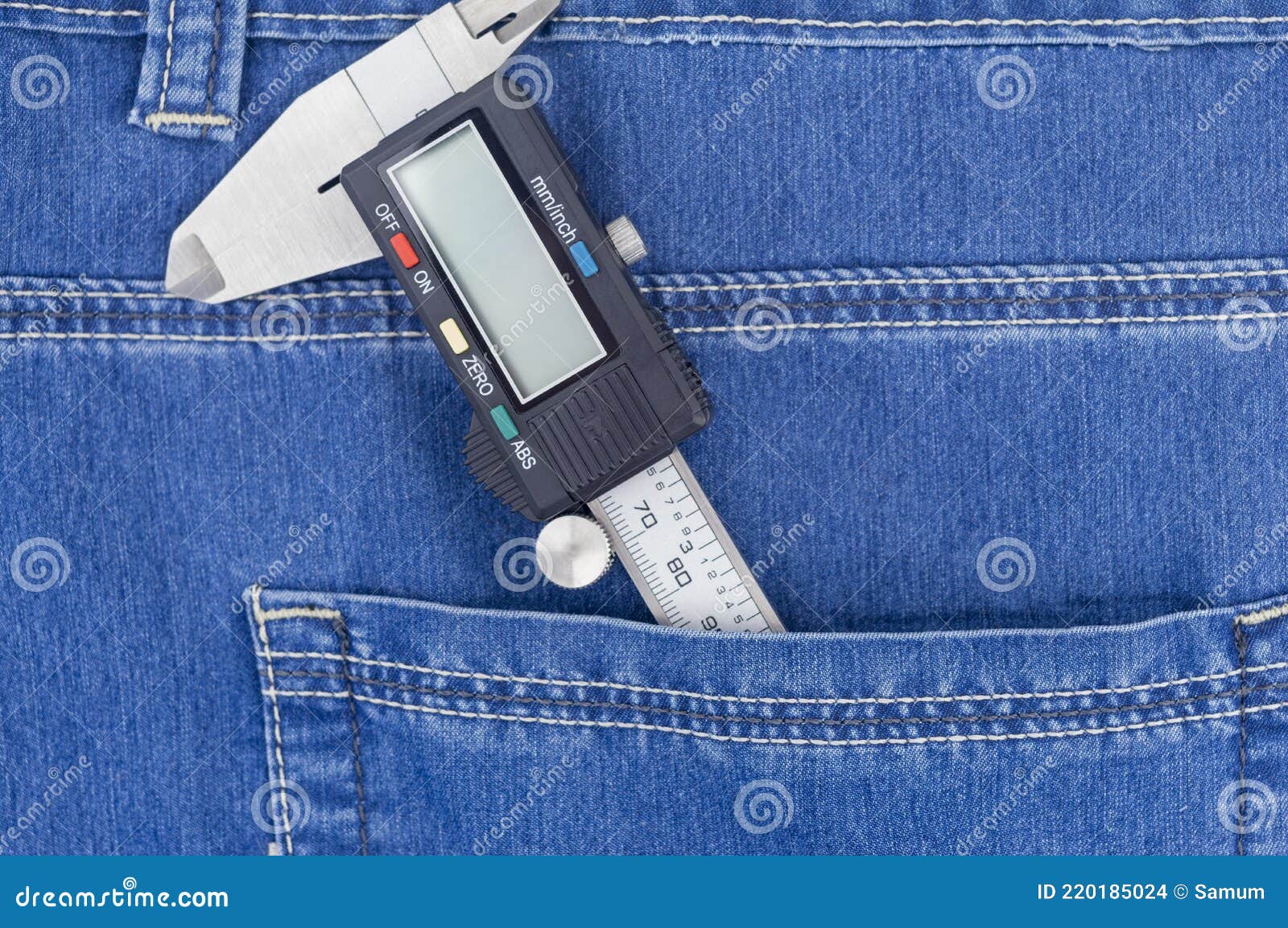 Digital Caliper in New Jeans Pocket Stock Photo Image of rule