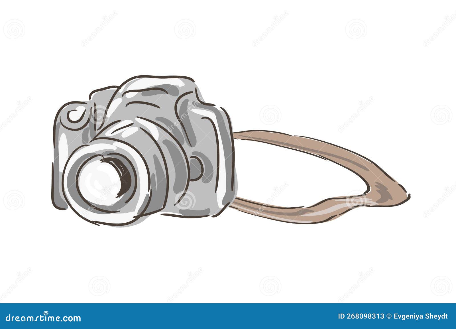 Digital Camera, Cartoon Vector and Illustration, Isolated on White