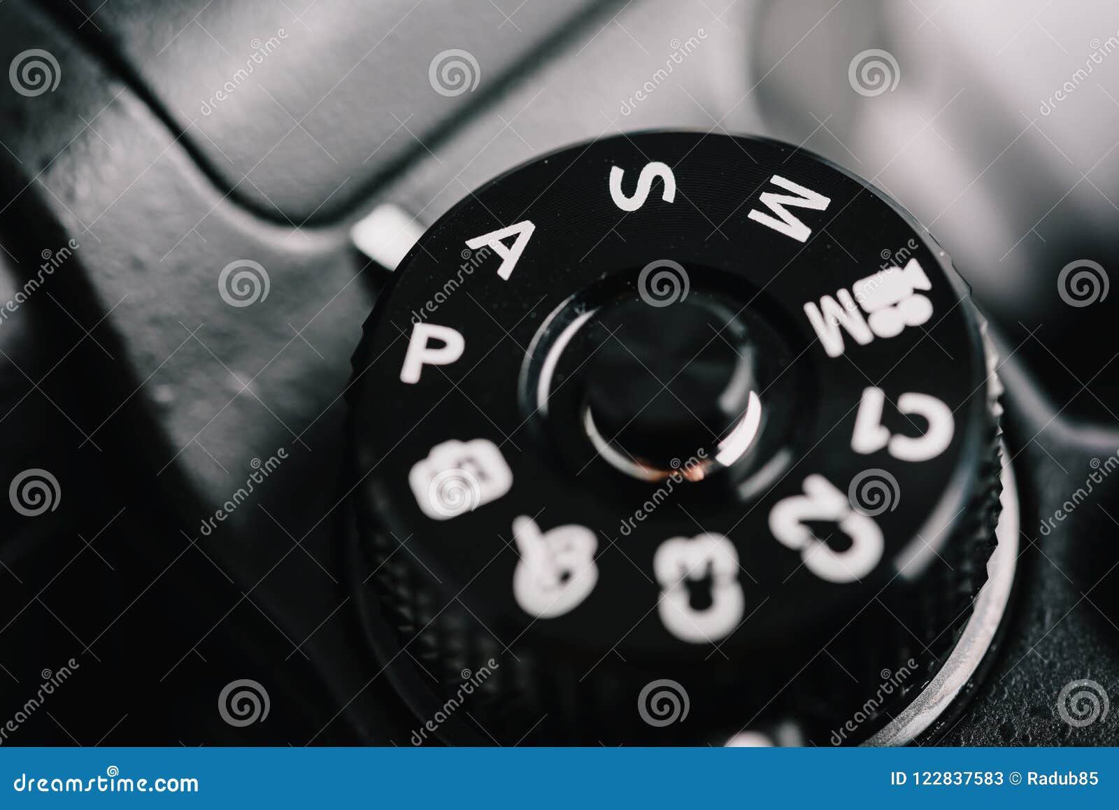 Digital Camera Control Dial Showing Aperture, Shutter Speed, Manual and