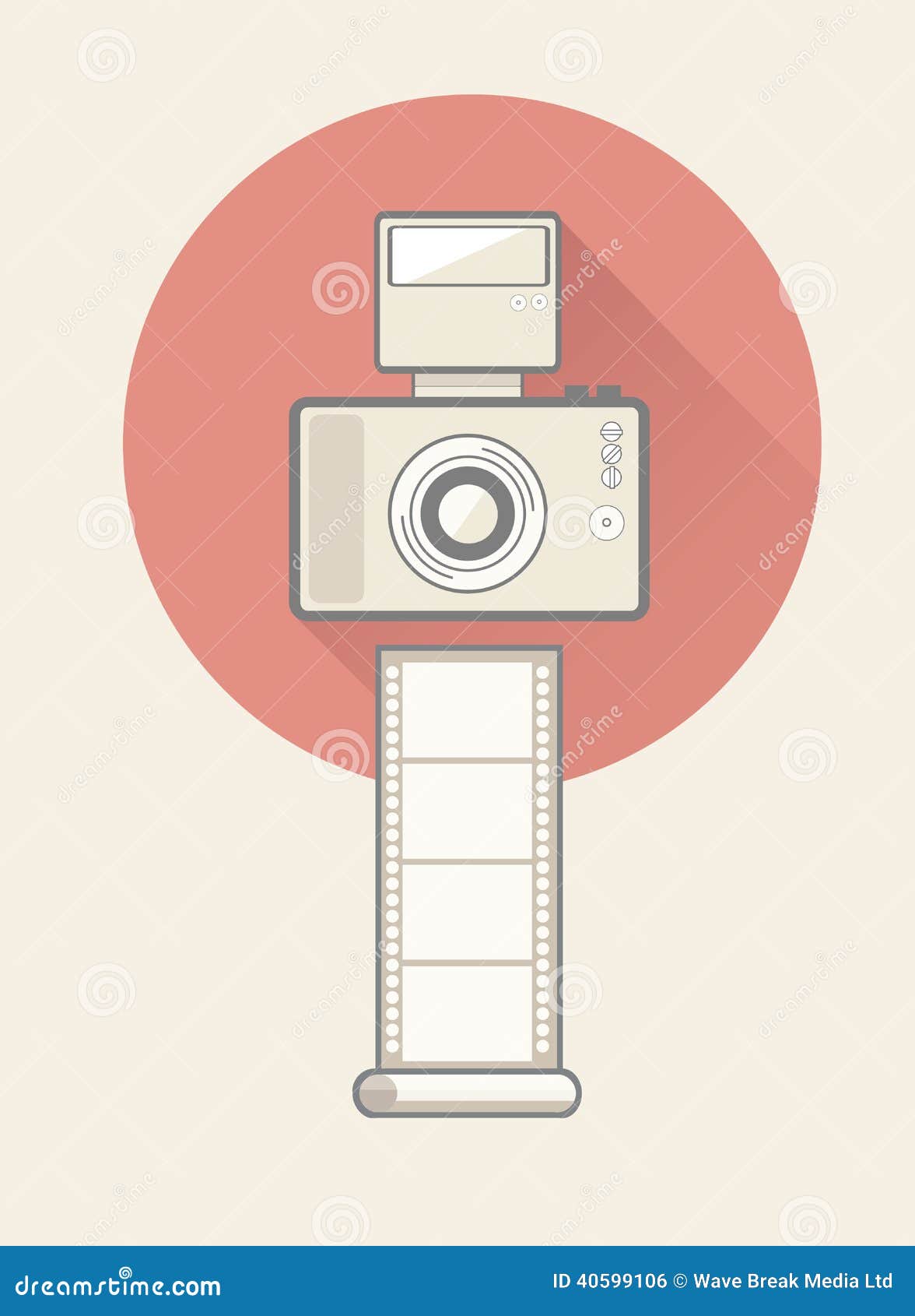 Digital Camera with Flash and Film Stock Vector Illustration of