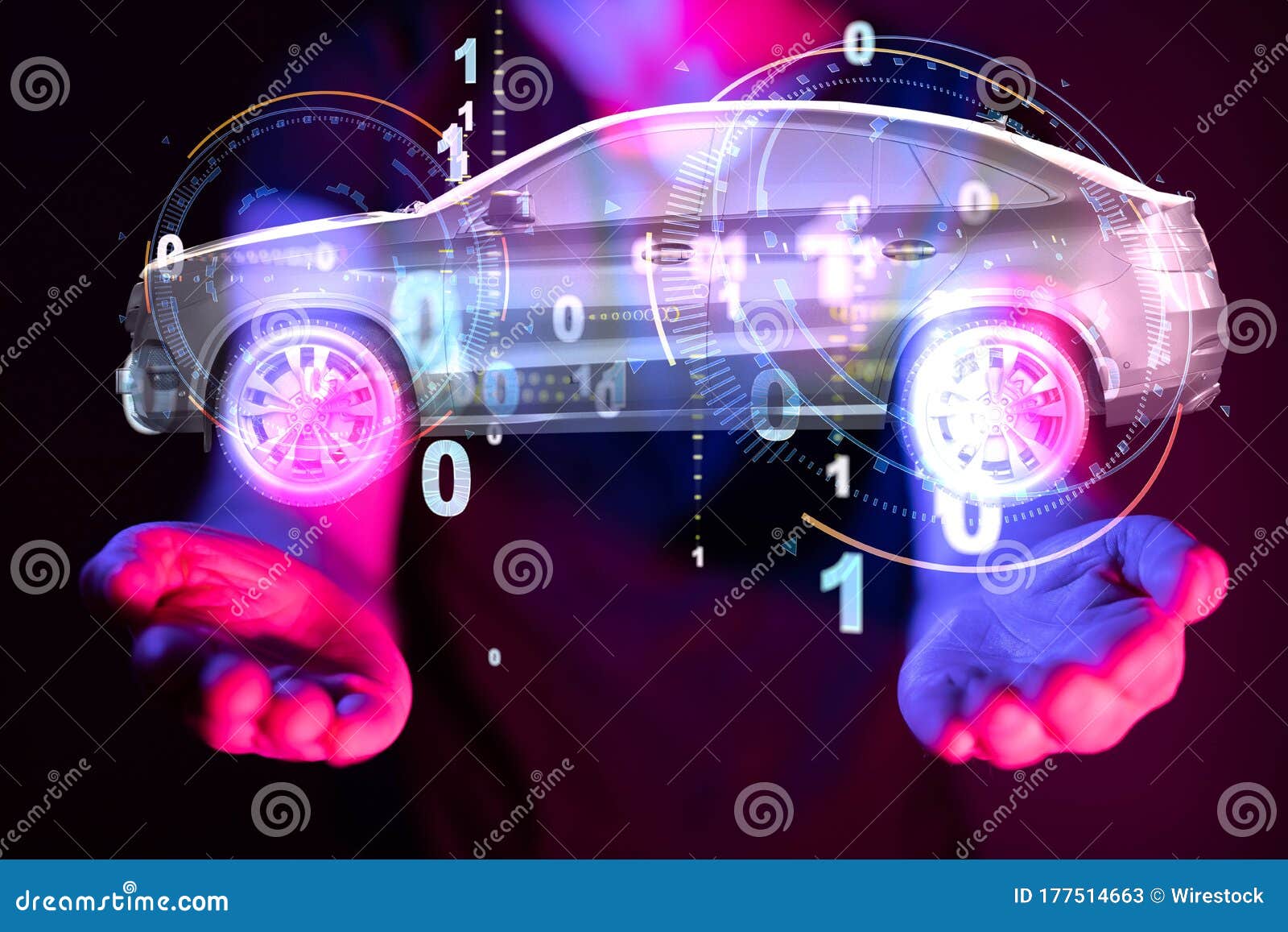 A Digital Car Technology Smart in Virtuel Room Stock Image Image of