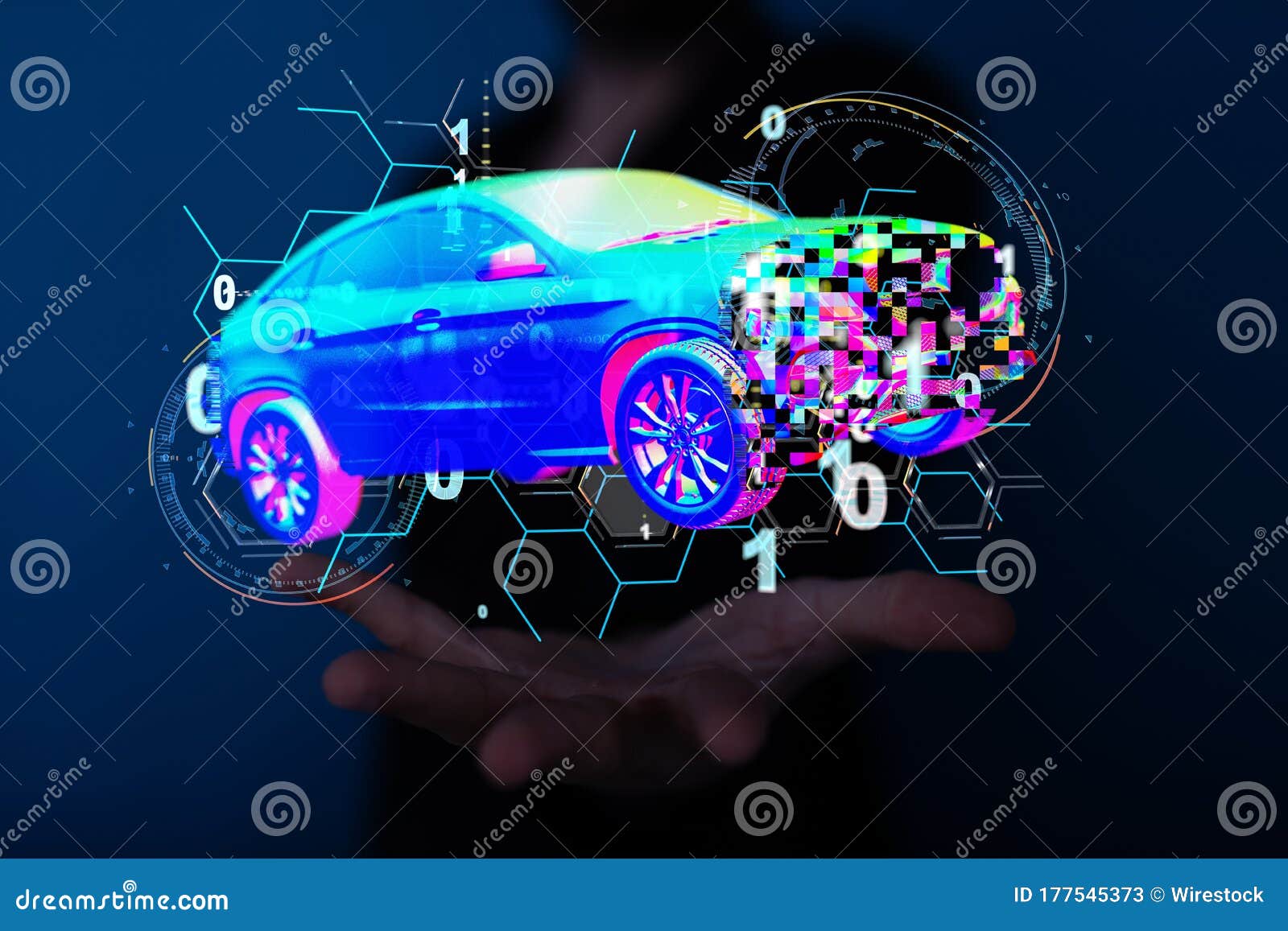A Digital Car Technology Smart in Virtuel Room Stock Image Image of