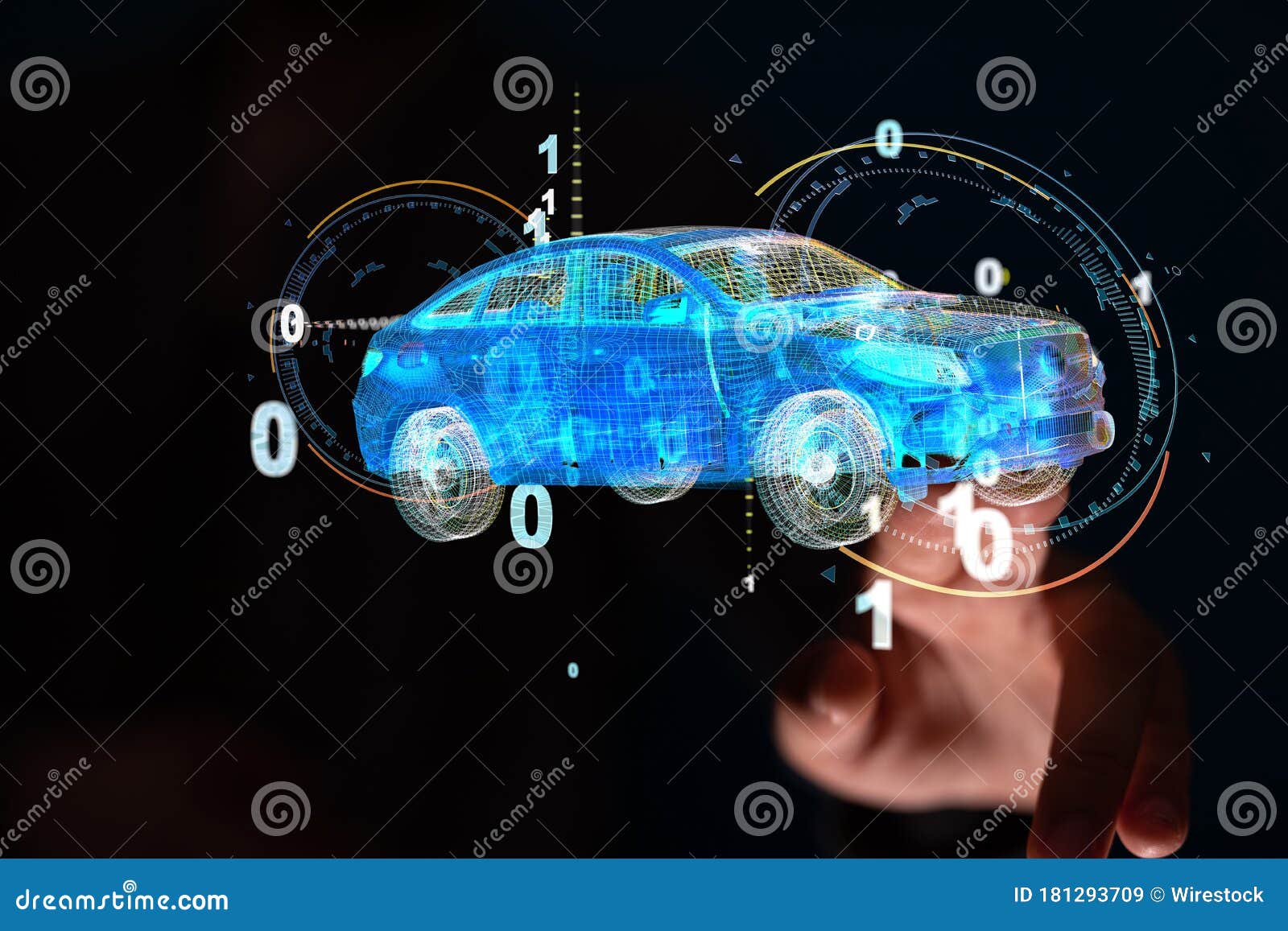 A Digital Car Technology Smart in Virtuel Room Stock Image Image of