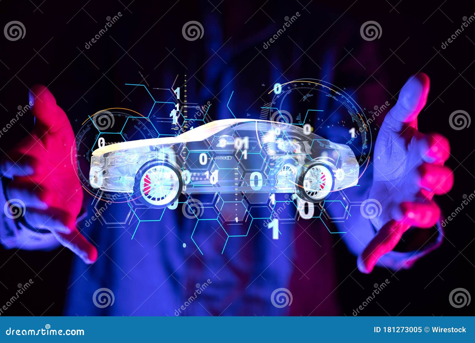 A Digital Car Technology Smart in Virtuel Room Stock Image Image of