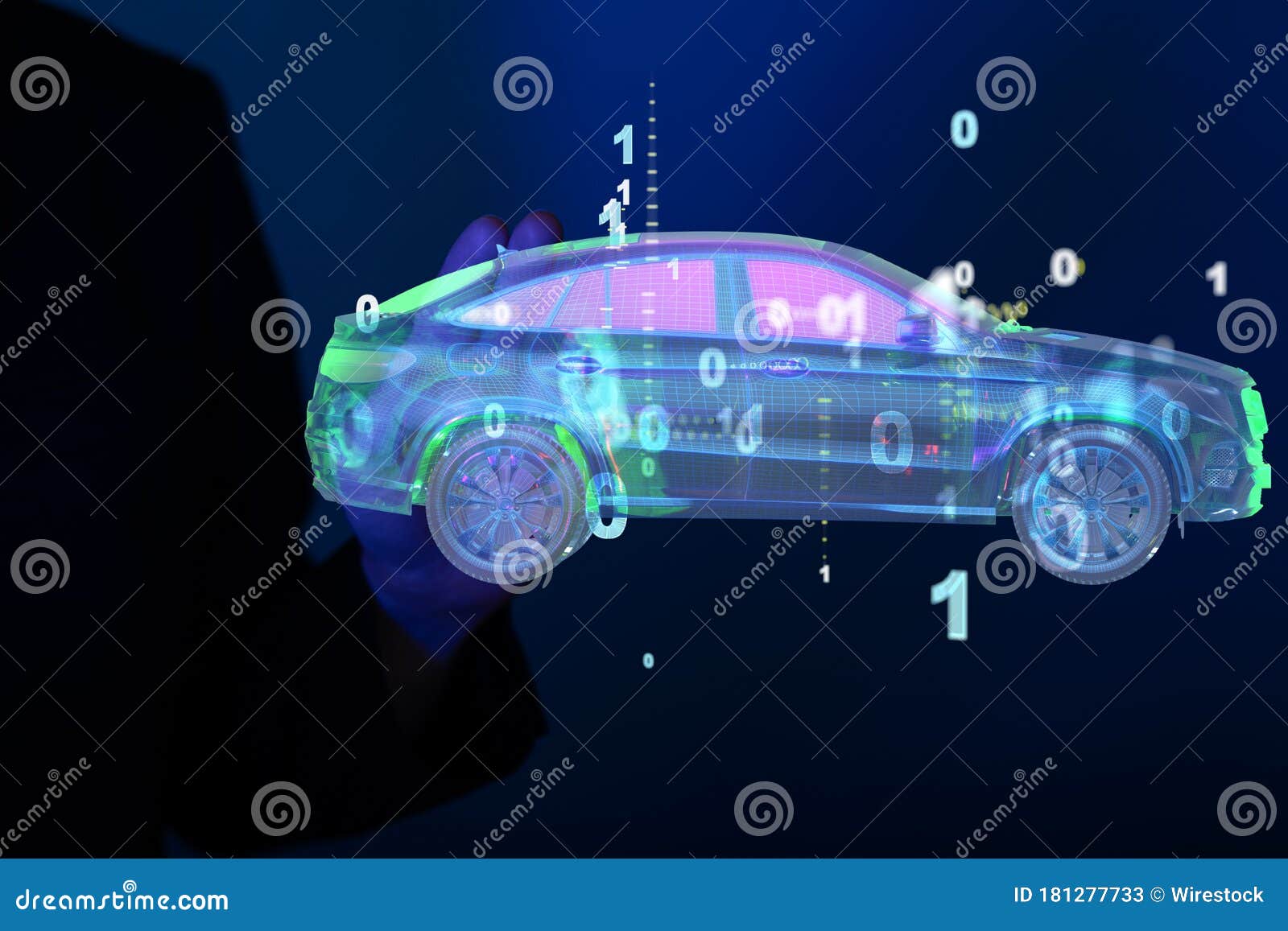 A Digital Car Technology Smart in Virtuel Room Stock Image Image of