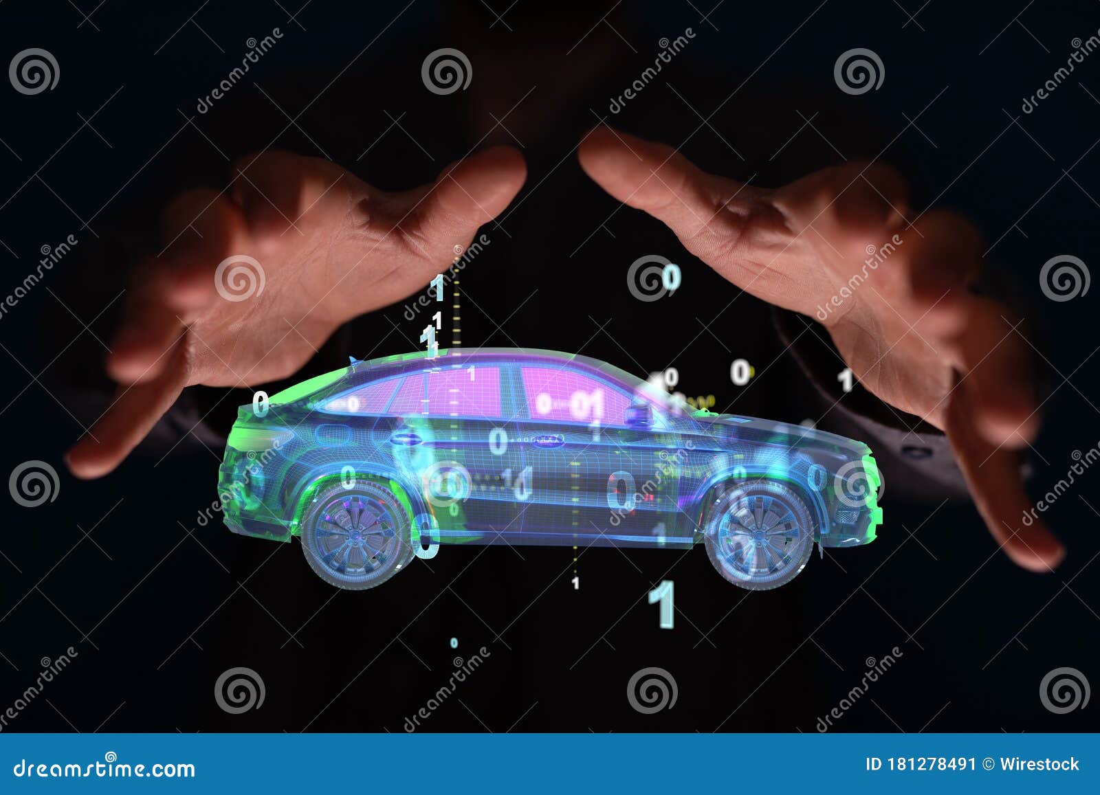 A Digital Car Technology Smart in Virtuel Room Stock Image Image of