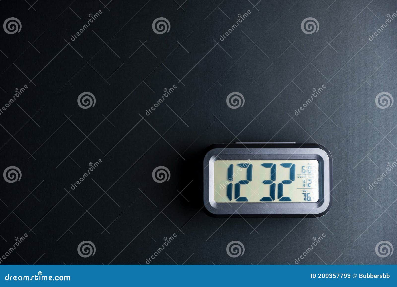 Digital Clock on Black Background Stock Image - Image of communication