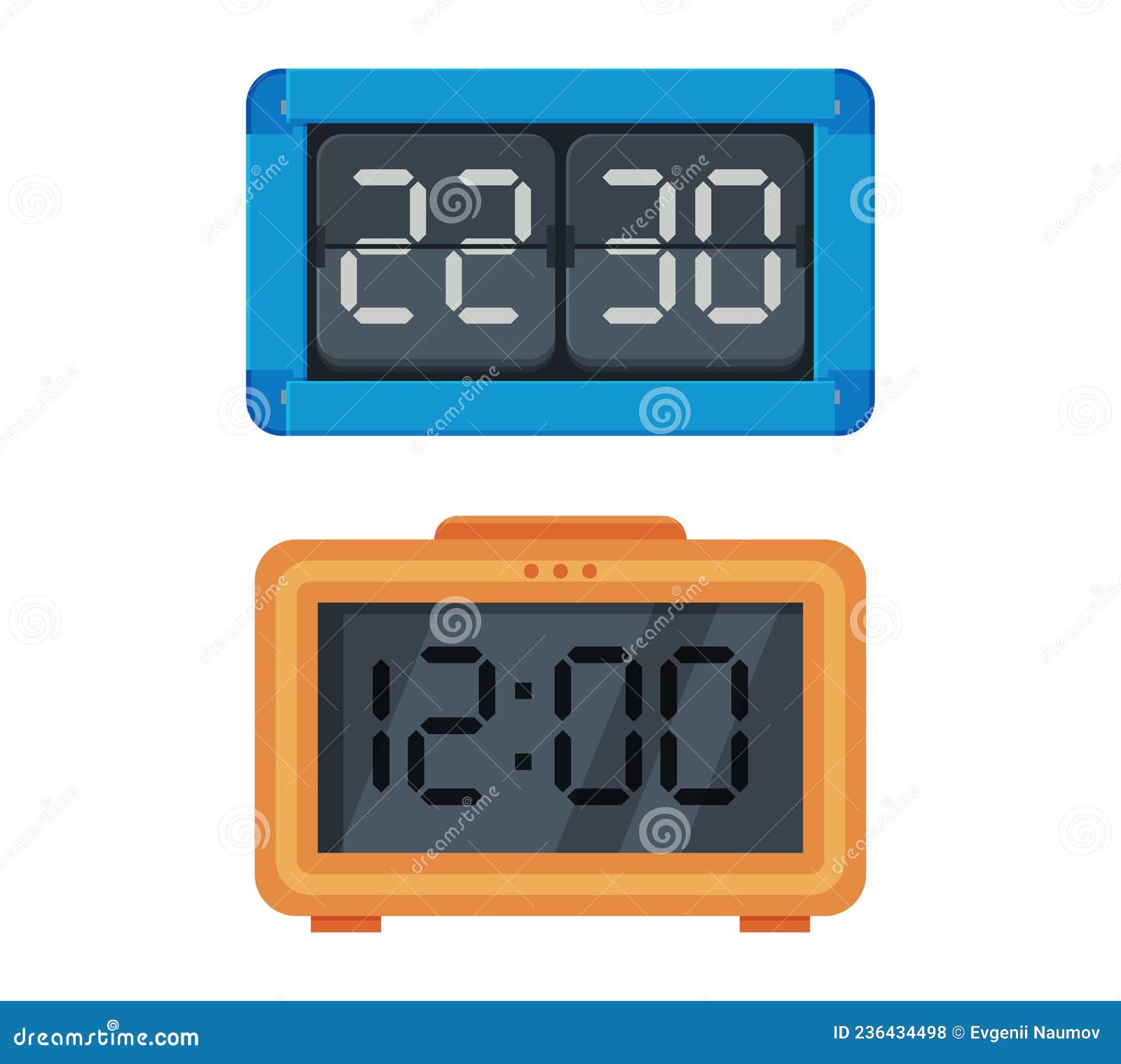 Digital Clock with Clockwork Mechanism Displaying Time Vector Set Stock