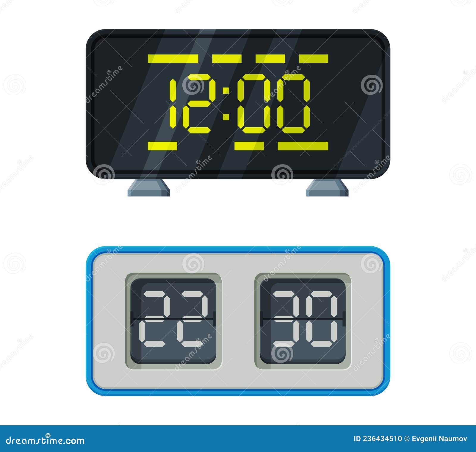 Digital Clock with Clockwork Mechanism Displaying Time Vector Set Stock