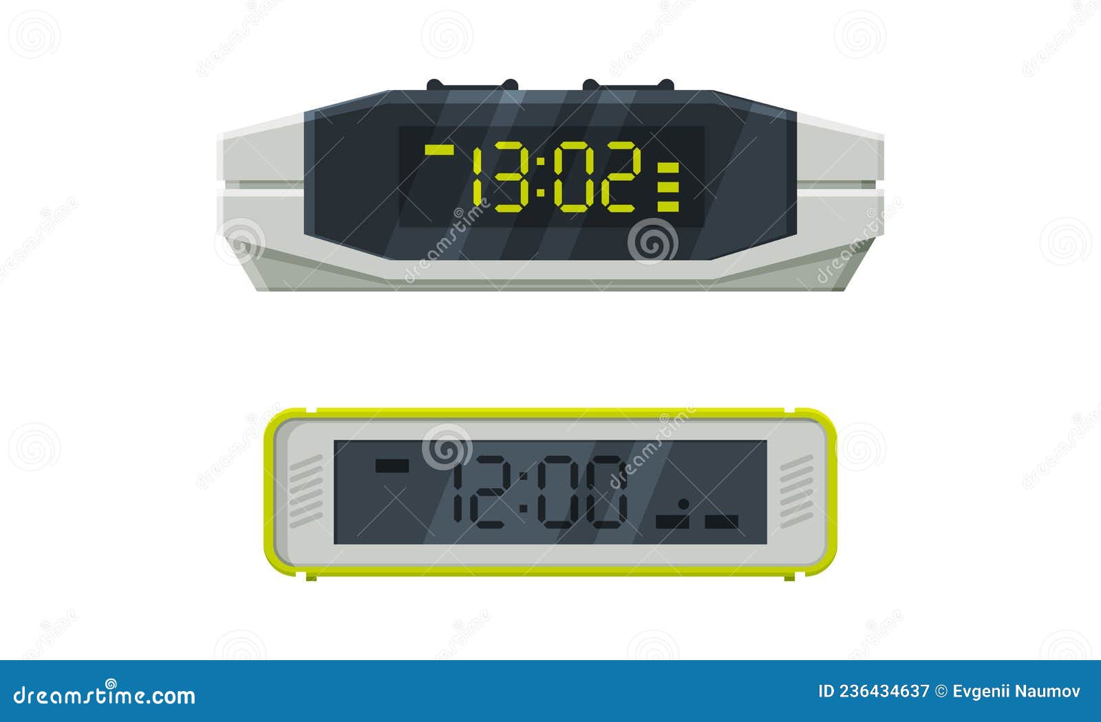 Digital Clock with Clockwork Mechanism Displaying Time Vector Set Stock