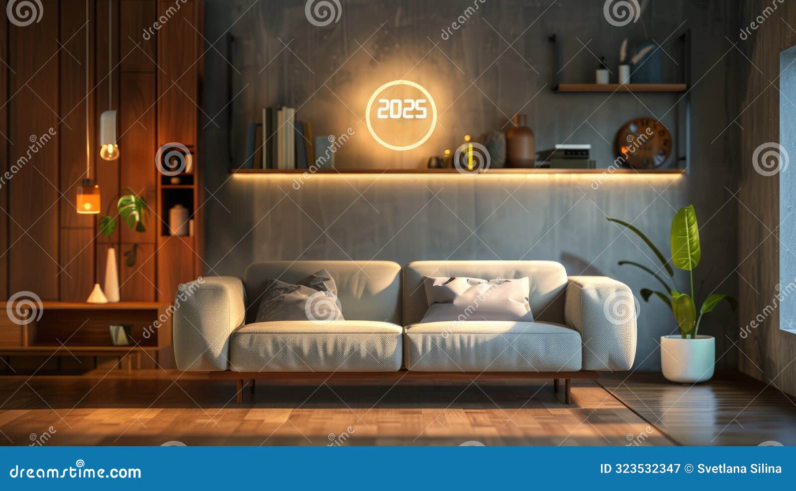 Digital Clock Counting Down To Midnight, 2025 in a Cozy, Elegant Living