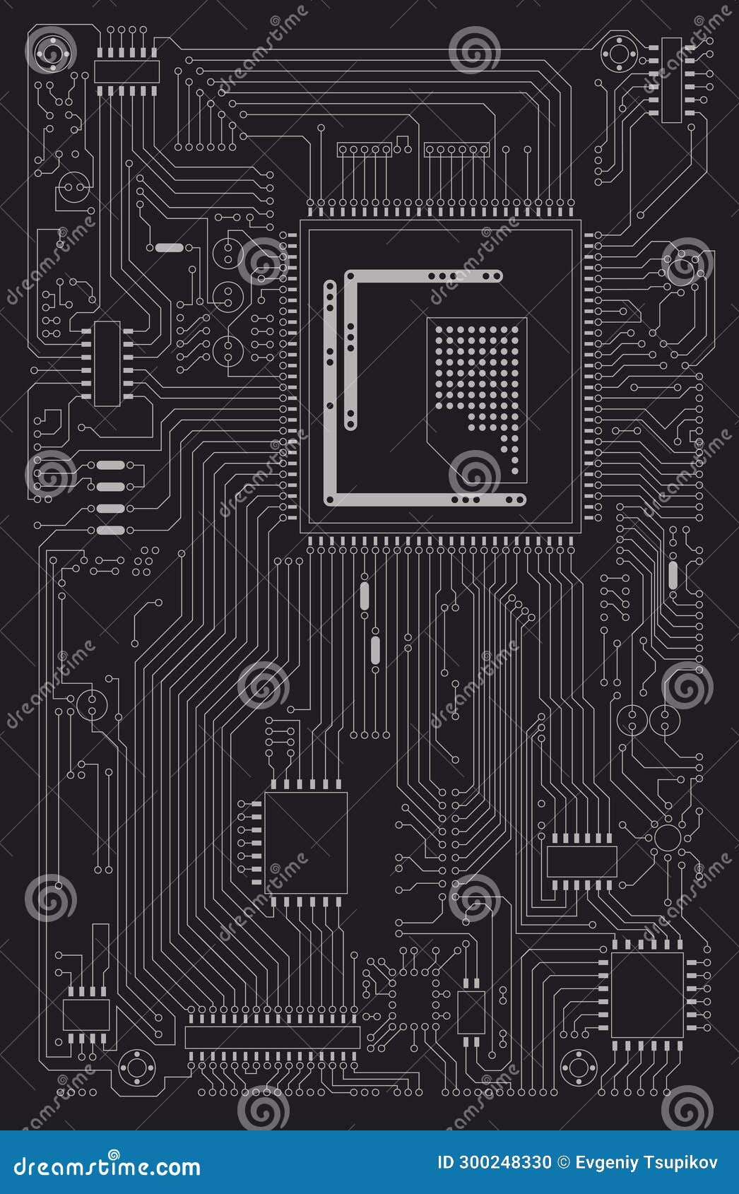 Digital Communication Circuit Diagram. Vector Illustration Stock