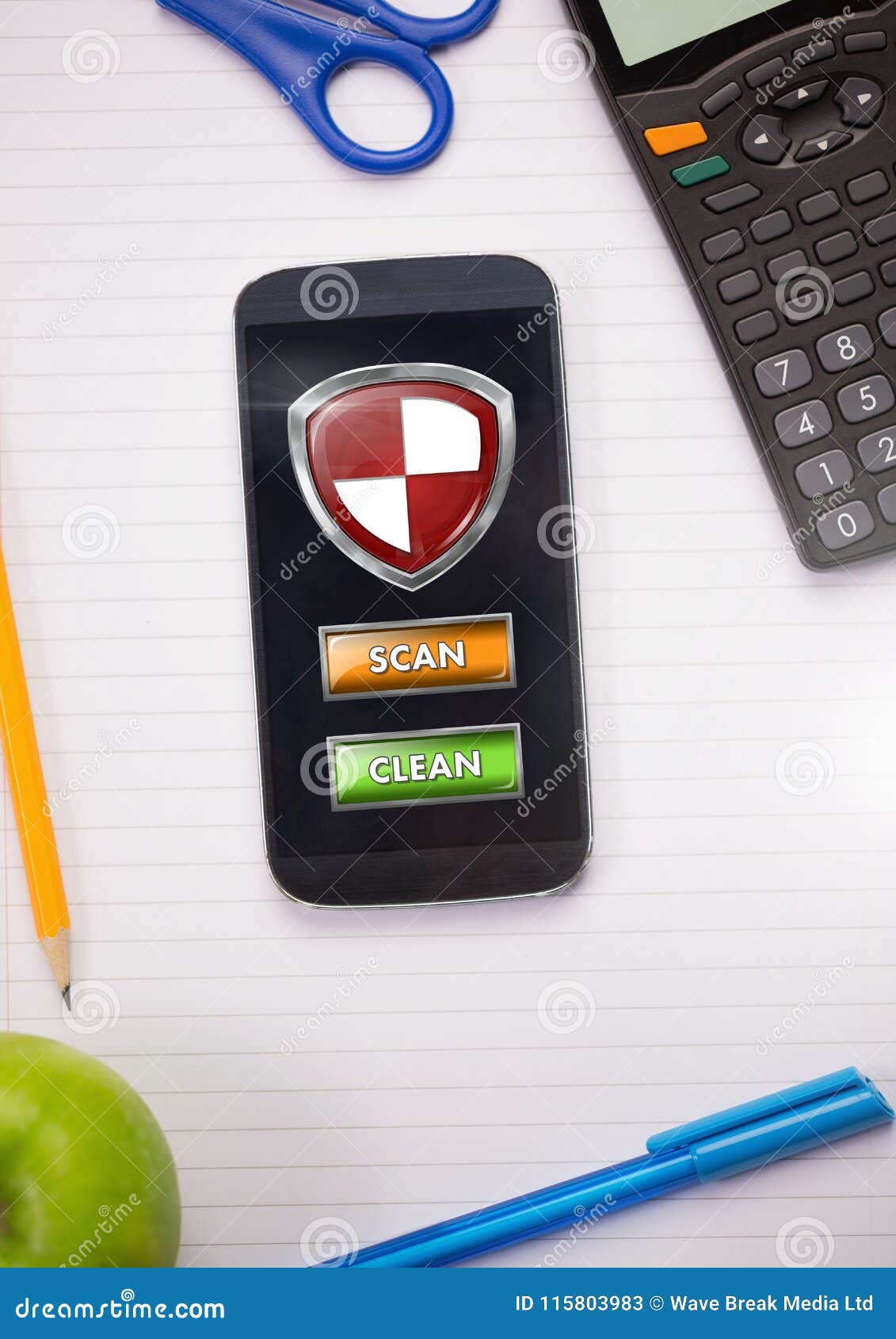 Antivirus Security Protection Shield on Phone Scan Stock Image - Image ...