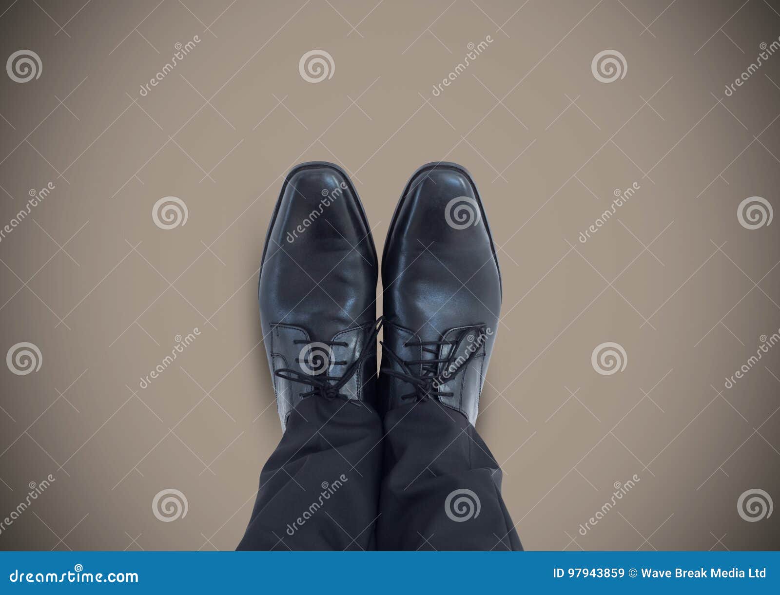 Black Shoes on Feet with Brown Background Stock Image - Image of person ...