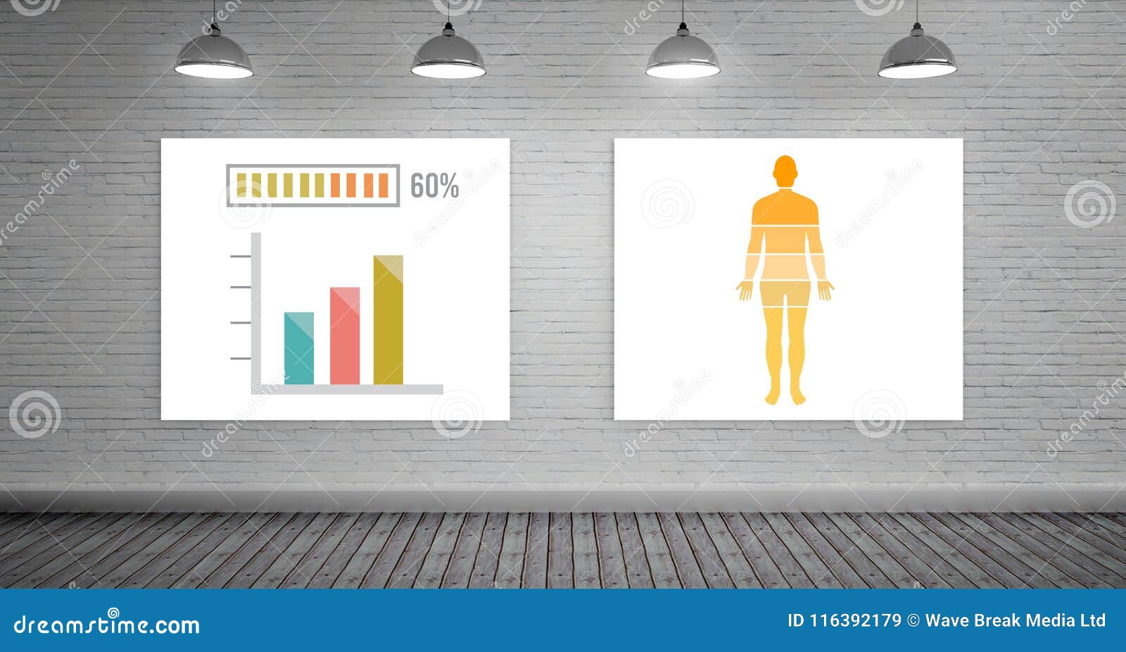 Educational Human Body Statistical Charts On Wall Stock Illustration