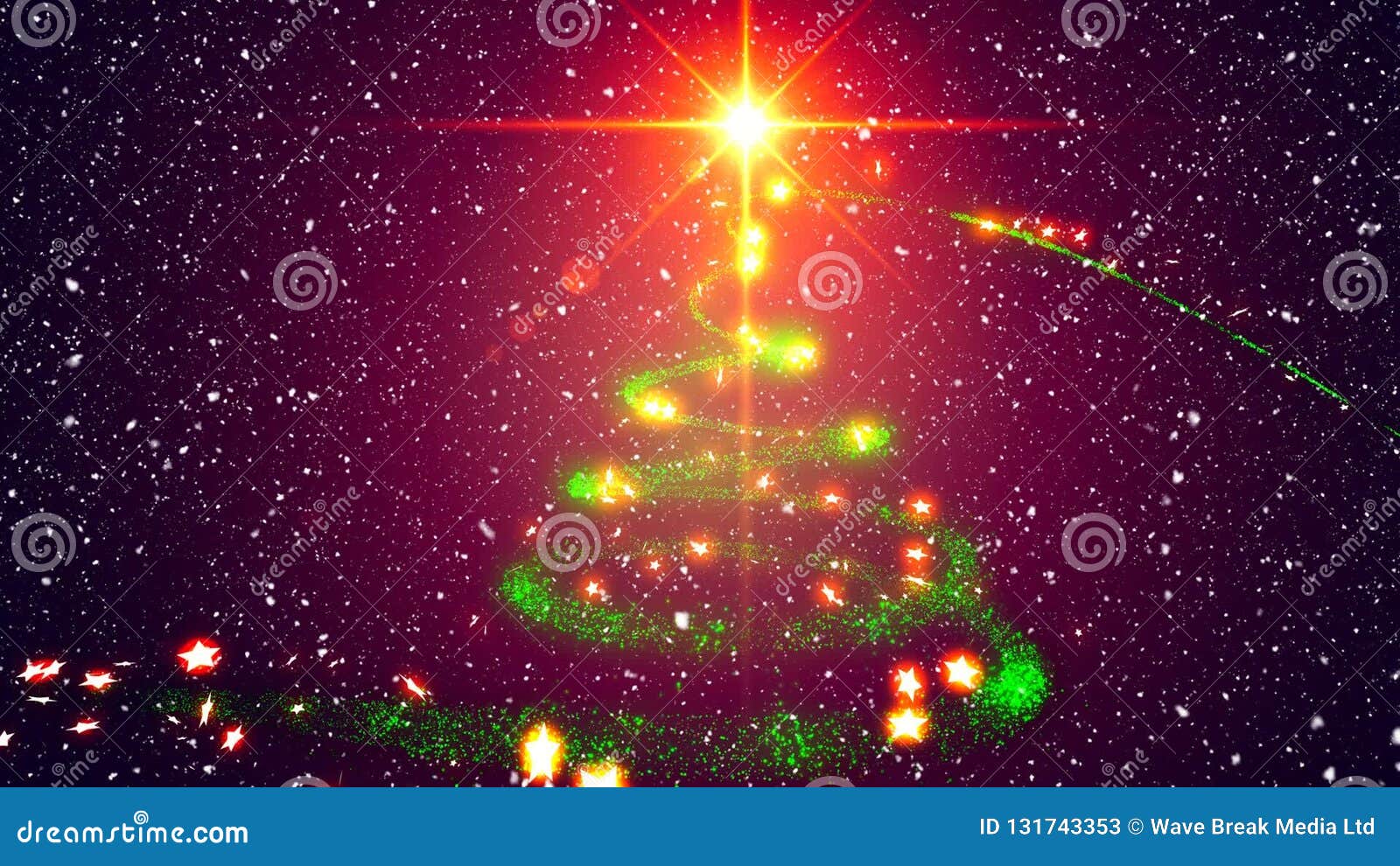 Falling Snow with Christmas Tree Shining Stock Video Video of highdef