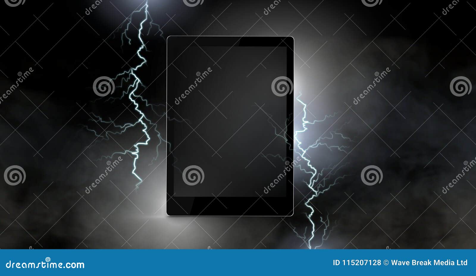 Lightning Strikes and Tablet Stock Illustration Illustration of page
