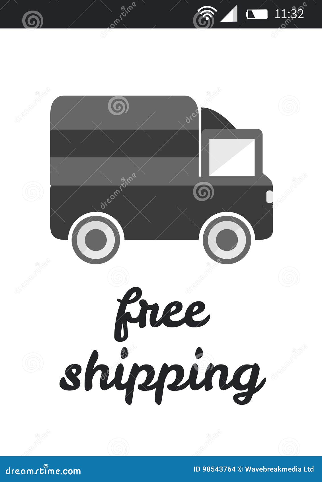 Online Shopping with Free Shipping Text Interface Stock Illustration