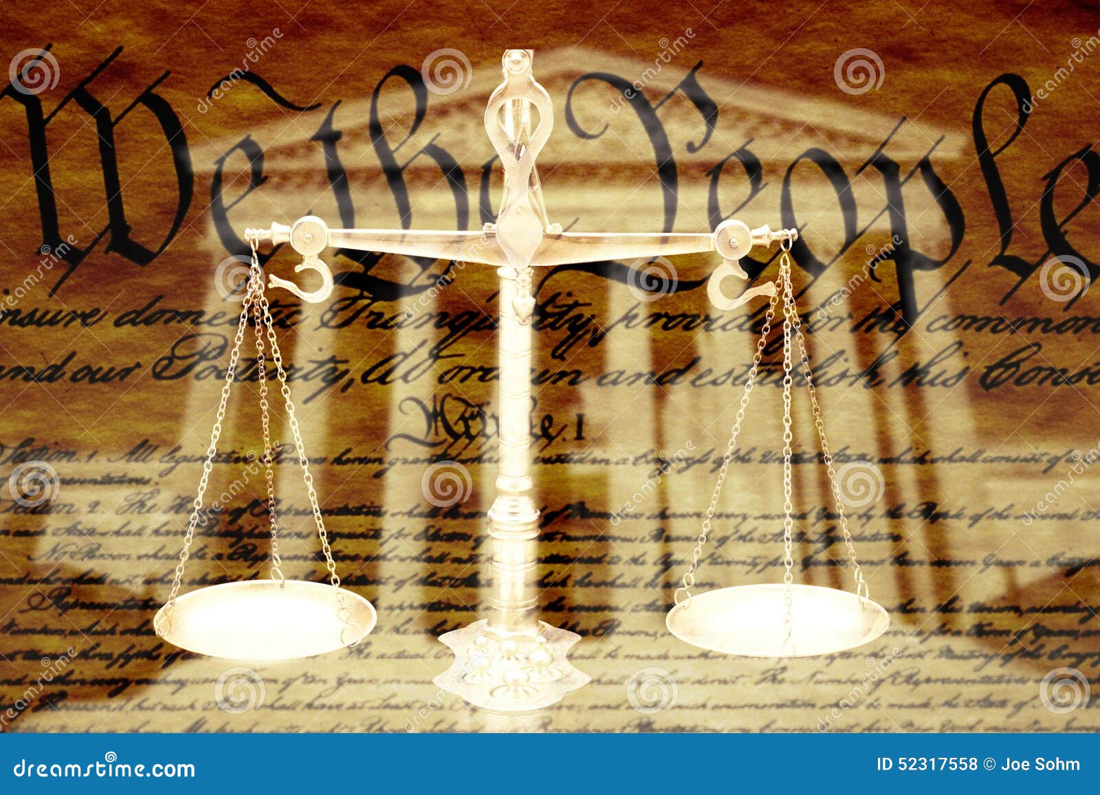 digital composite: supreme court building, the scales of justice and the u.s. constitution