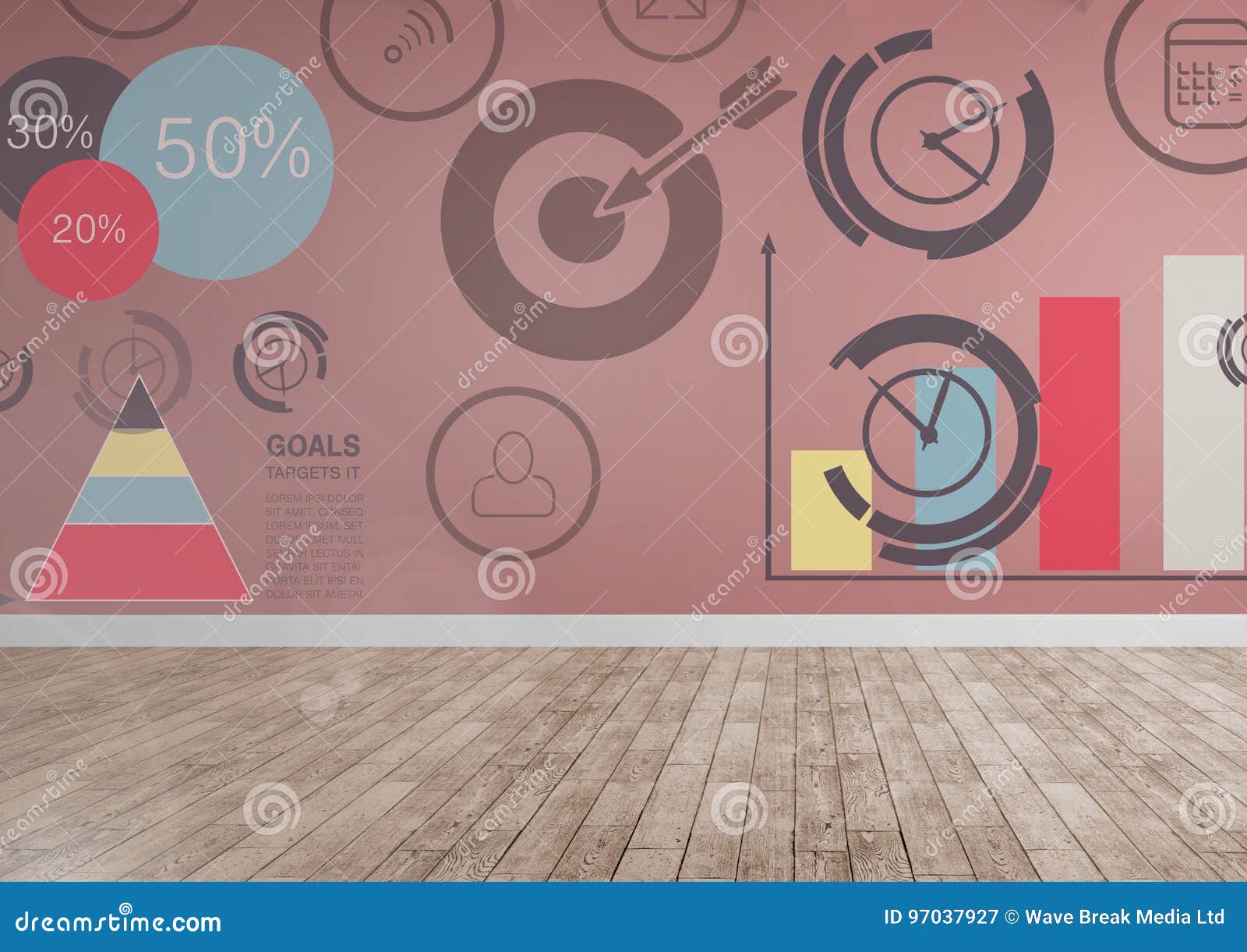 Time And Work Target Graphics In Room Stock Illustration