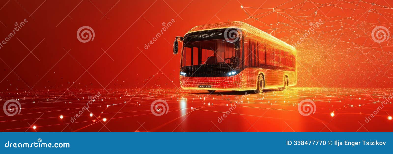 digital connection abstract 3d city bus network of connected lines and triangles red technology