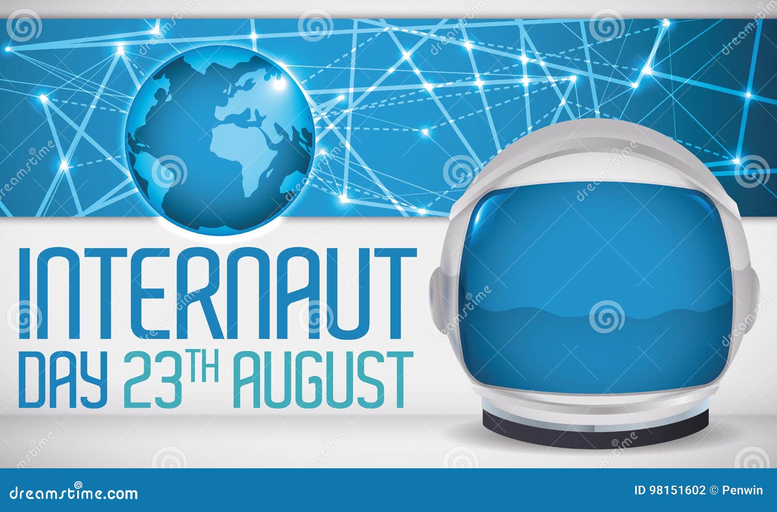 digital connections, globe an astronaut helmet for internaut day,  