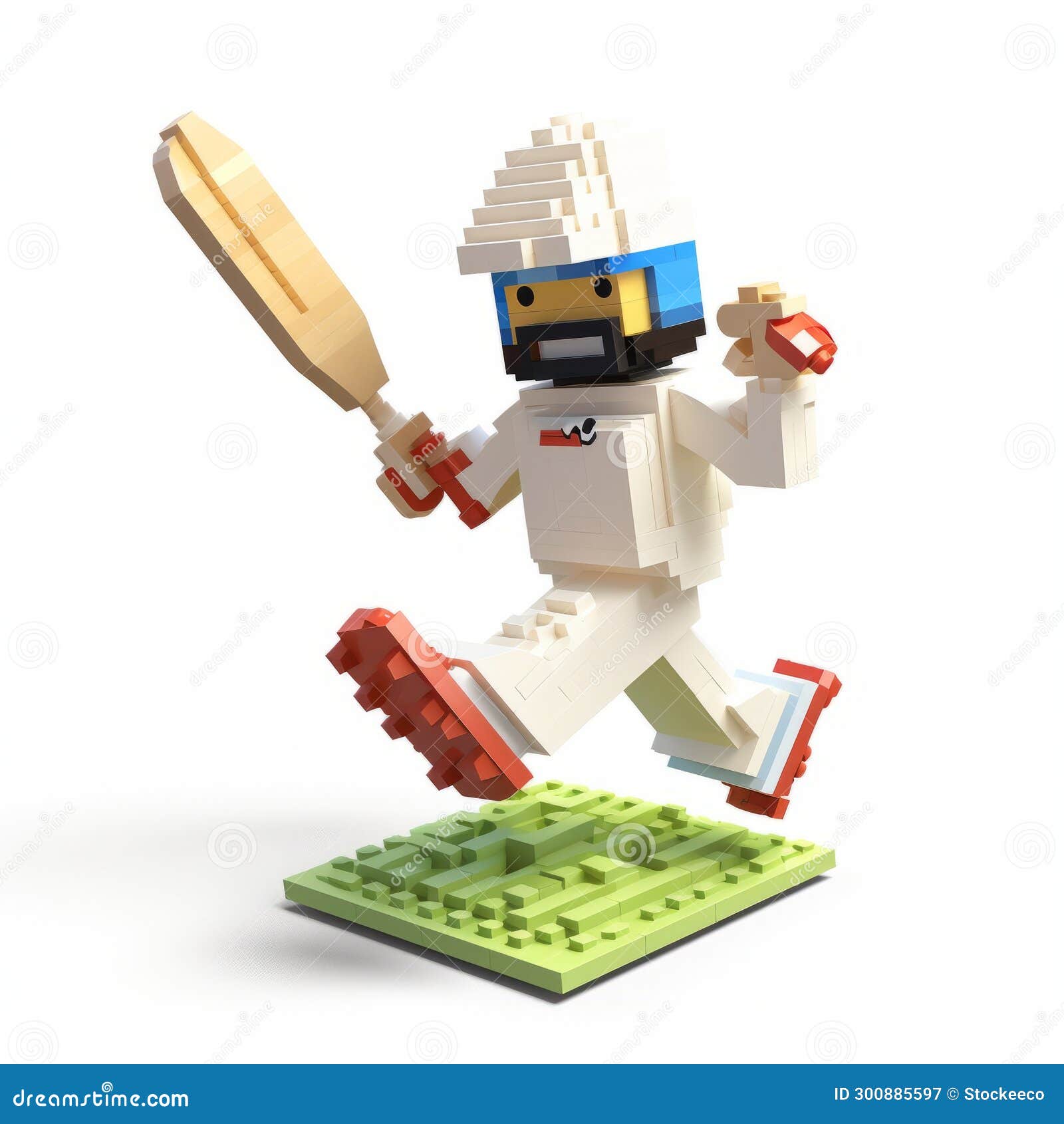Digital Constructivism Uhd Image of Lego Cricket Player in Running