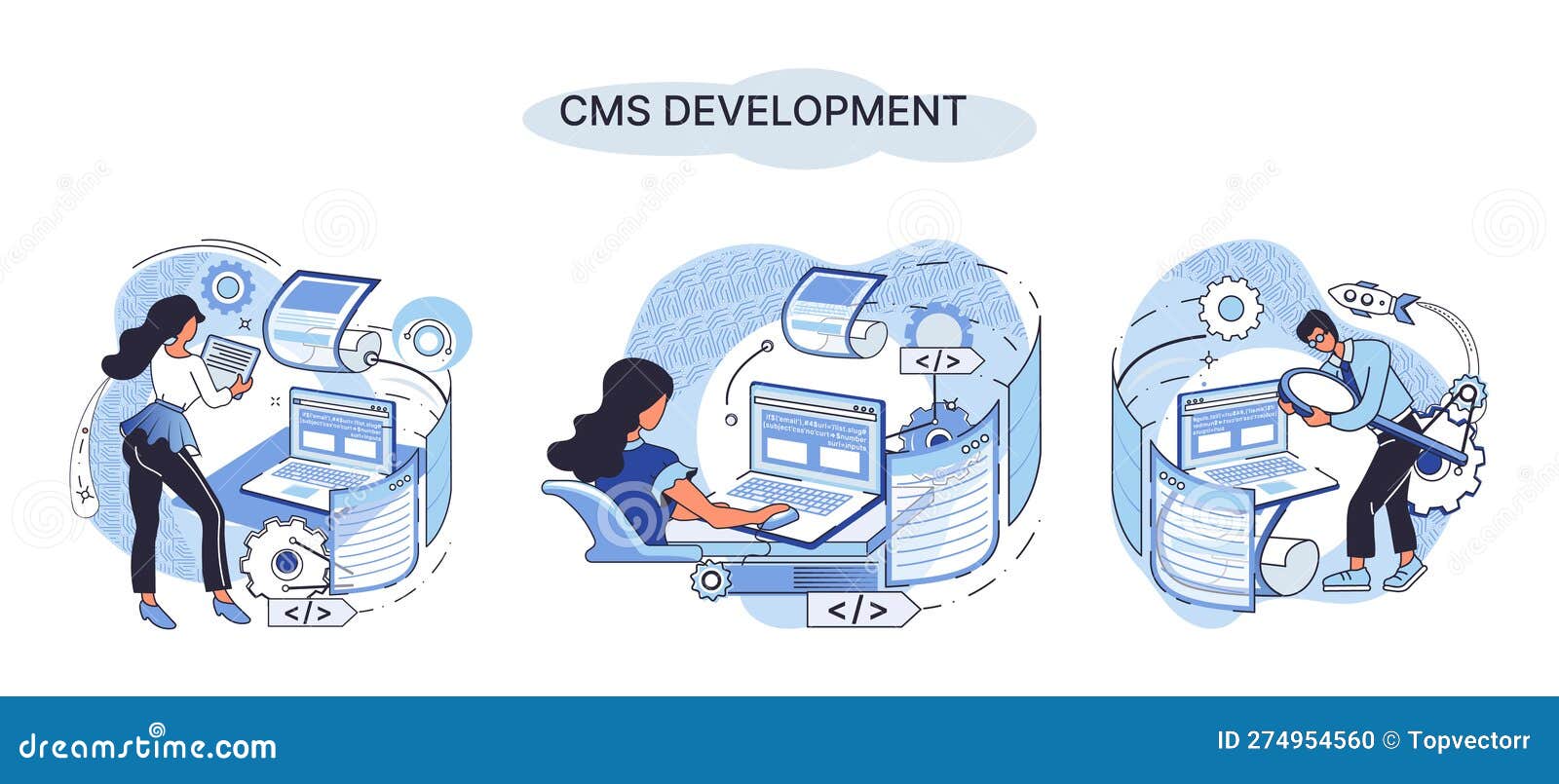 Concept of Digital Content Management System, CMS Development Software Metaphor, Program