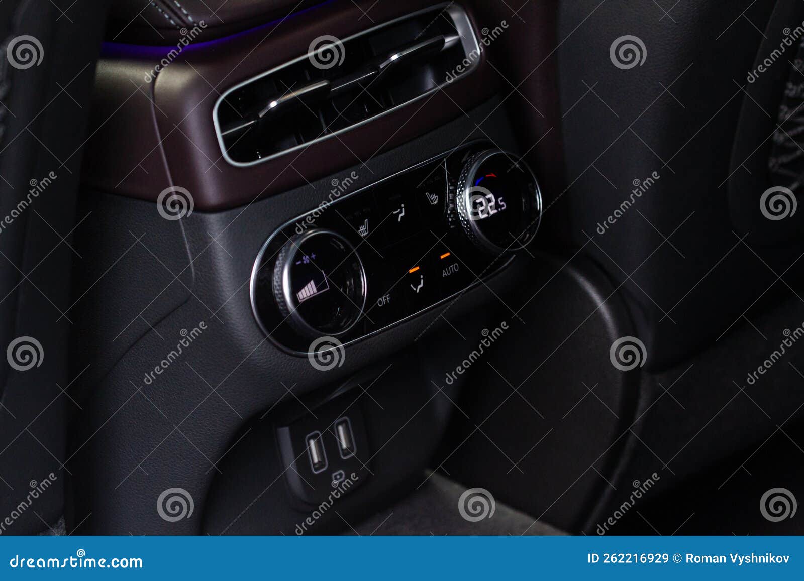 Digital Control Panel Car Air Conditioner Dashboard. Stock Image