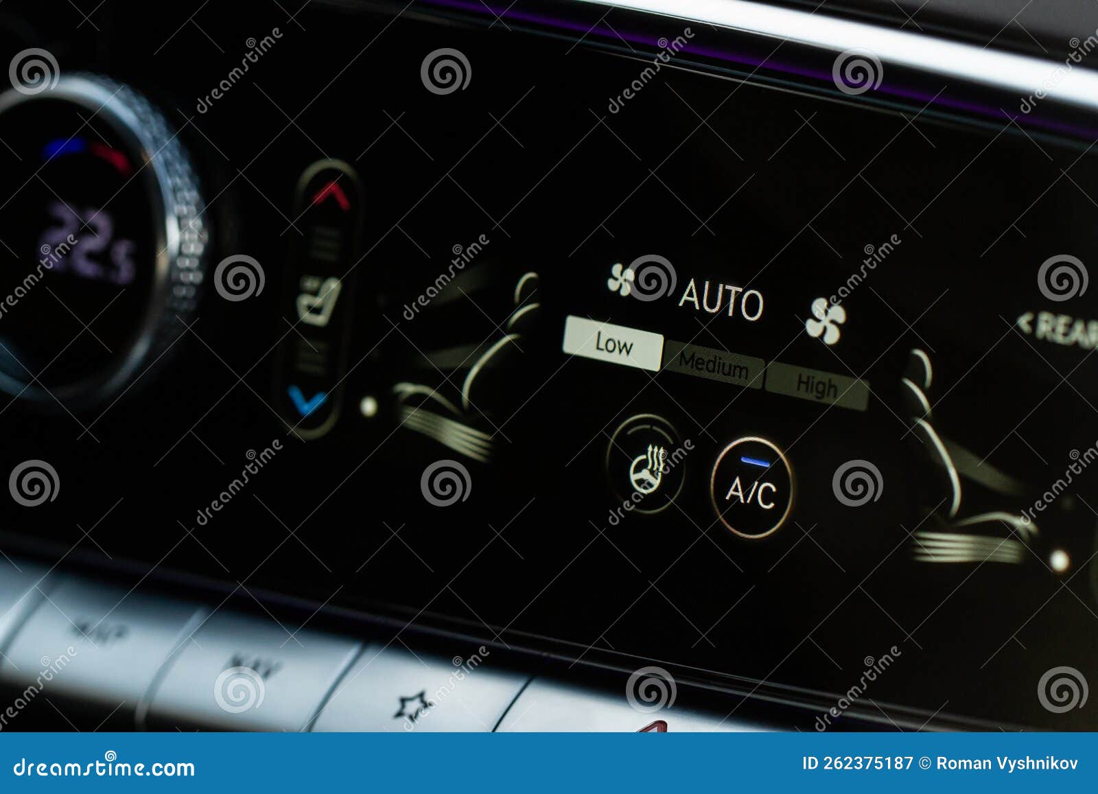 Digital Control Panel Car Air Conditioner Dashboard. Stock Image